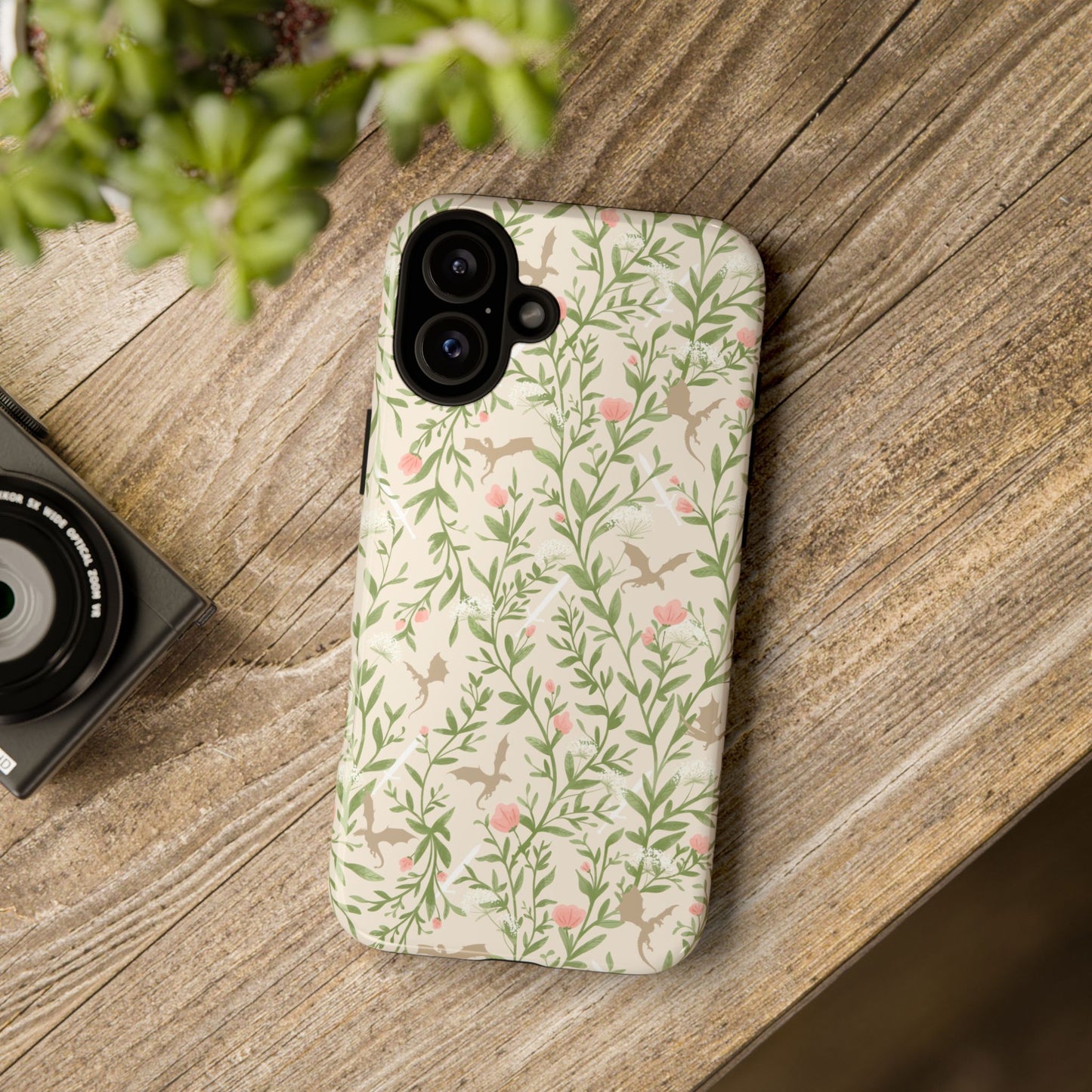 Fantasy Floral Dragons Tough Cases, Romantasy Reader Gift, Bookish Merch