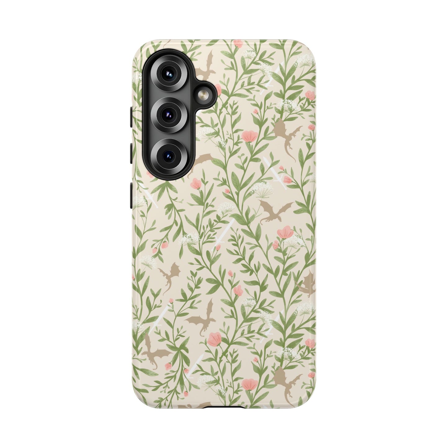 Fantasy Floral Dragons Tough Cases, Romantasy Reader Gift, Bookish Merch
