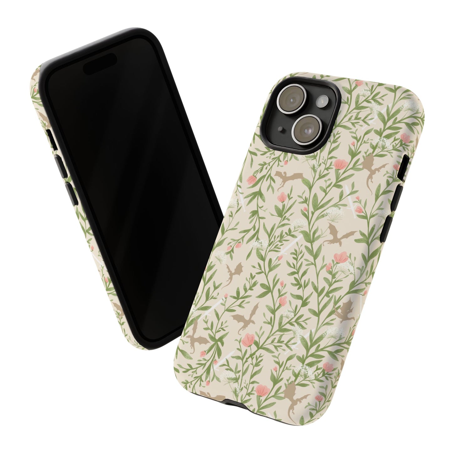 Fantasy Floral Dragons Tough Cases, Romantasy Reader Gift, Bookish Merch