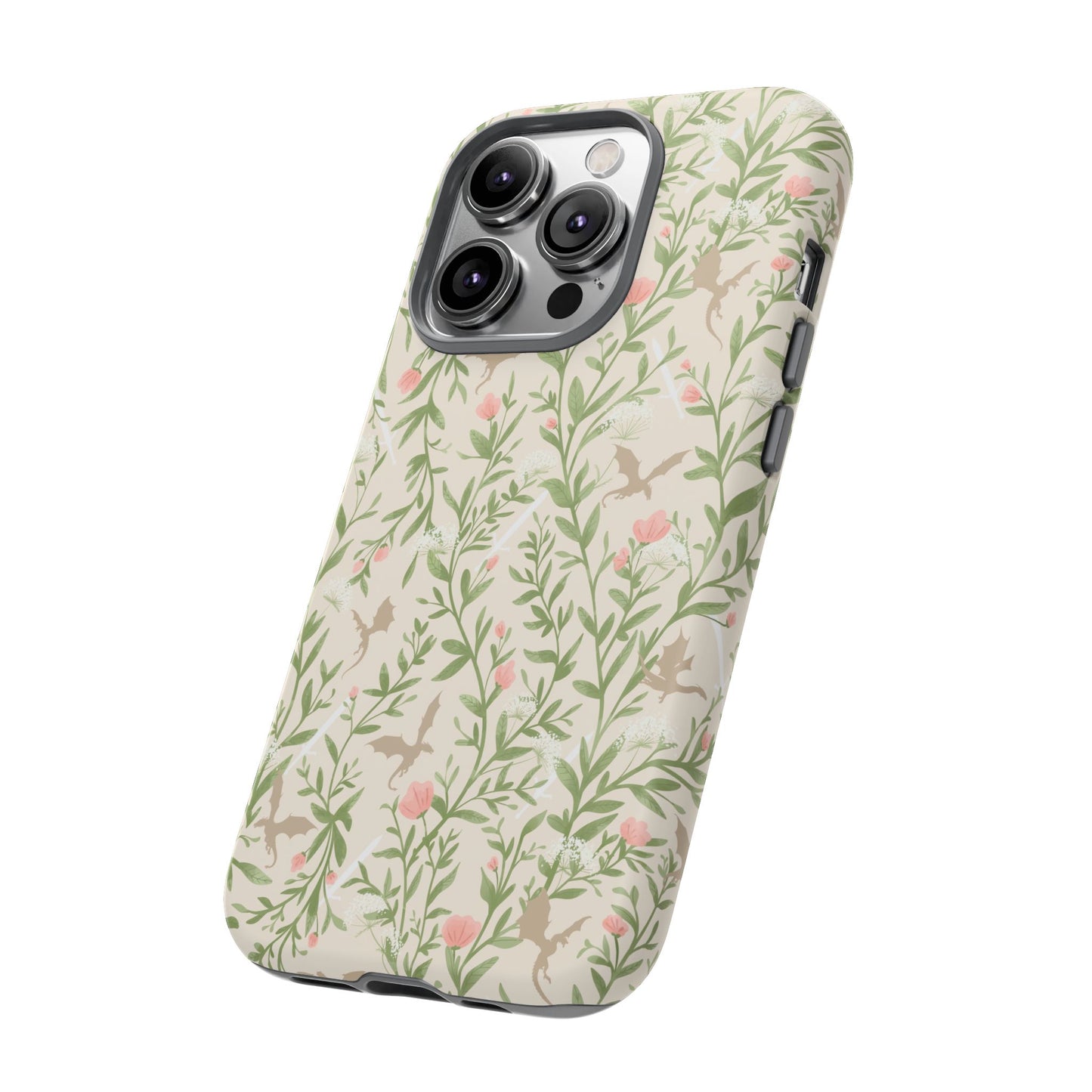 Fantasy Floral Dragons Tough Cases, Romantasy Reader Gift, Bookish Merch