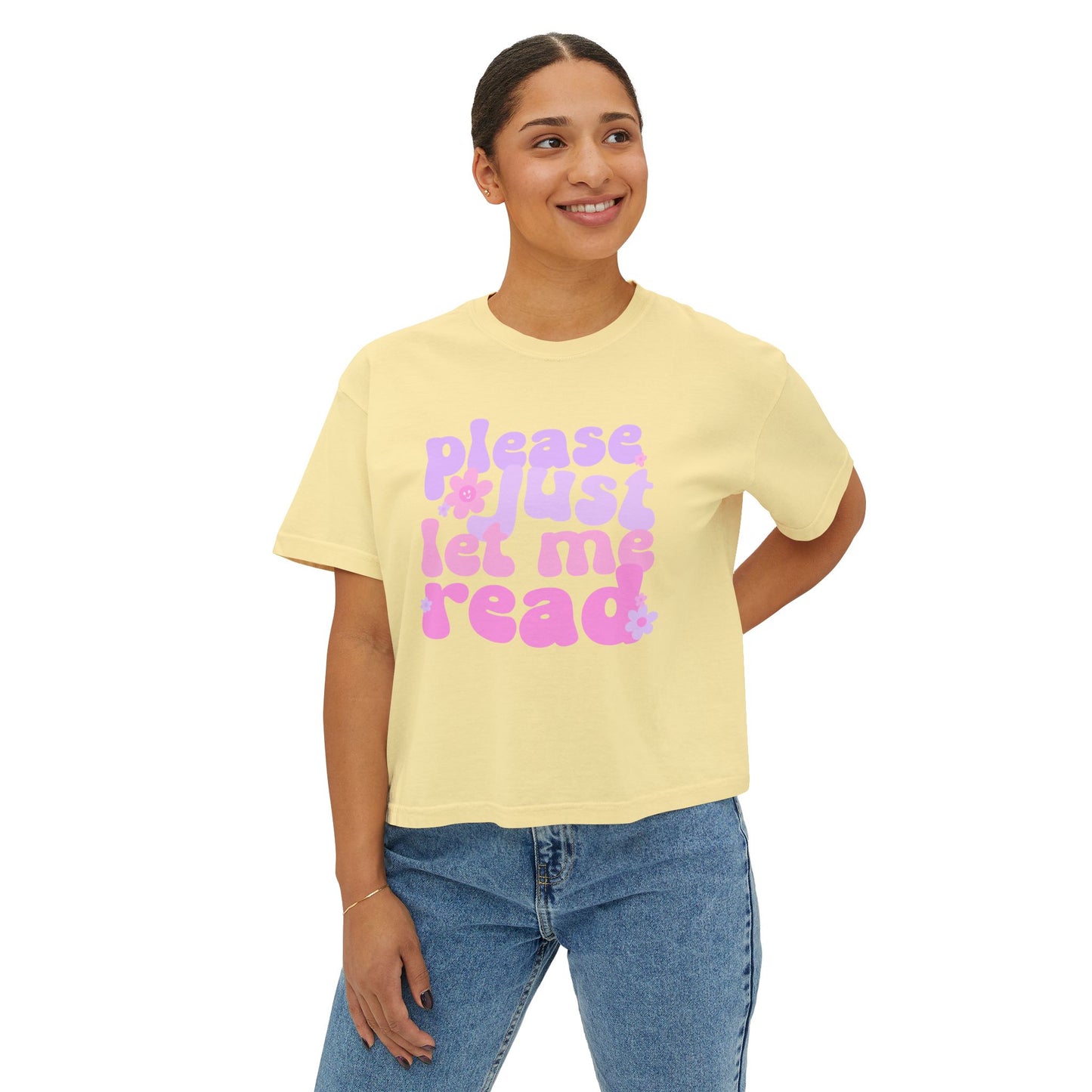 Please Just Let Me Read Boxy Crop Shirt | Book Lover Graphic Tee
