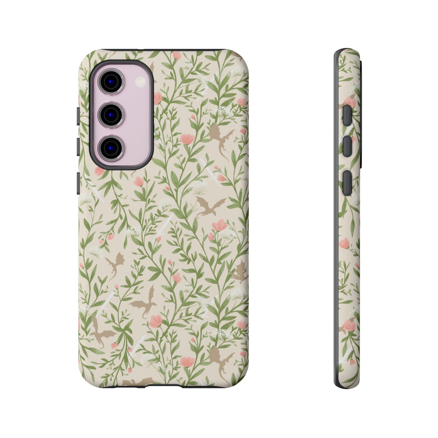 Fantasy Floral Dragons Tough Cases, Romantasy Reader Gift, Bookish Merch