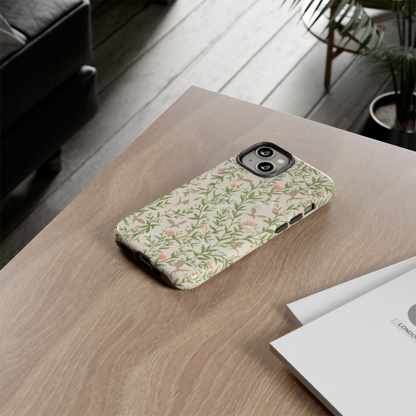 Fantasy Floral Dragons Tough Cases, Romantasy Reader Gift, Bookish Merch