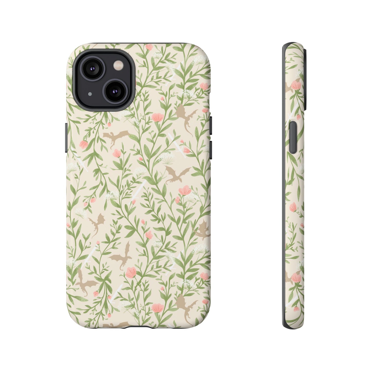 Fantasy Floral Dragons Tough Cases, Romantasy Reader Gift, Bookish Merch