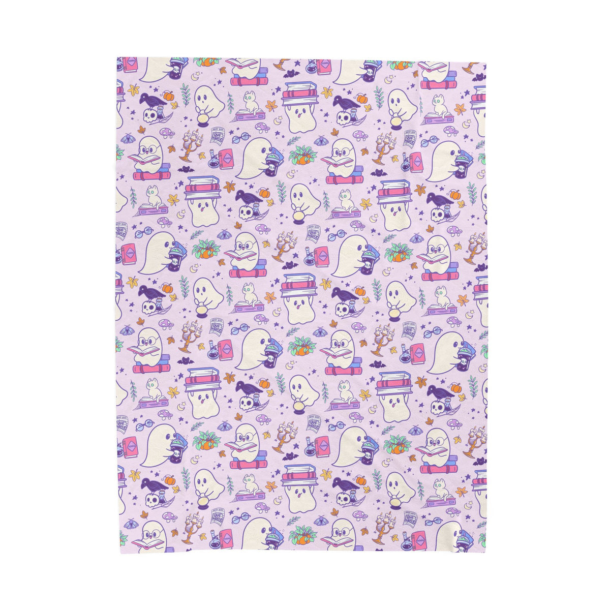 Haunted Library Ghosts Velveteen Plush Blanket