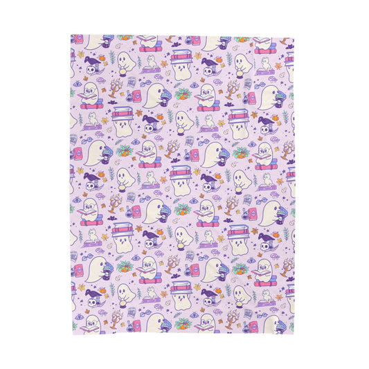 Haunted Library Ghosts Velveteen Plush Blanket