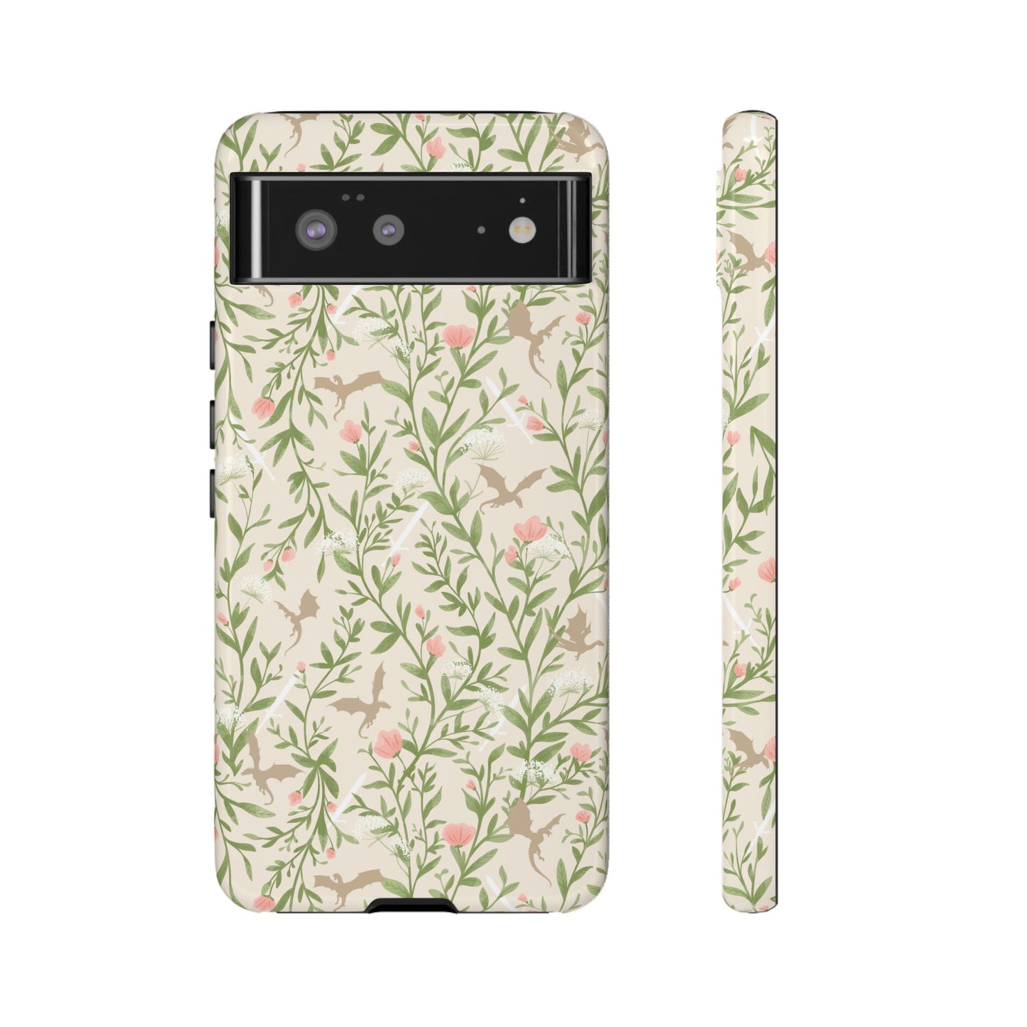 Fantasy Floral Dragons Tough Cases, Romantasy Reader Gift, Bookish Merch