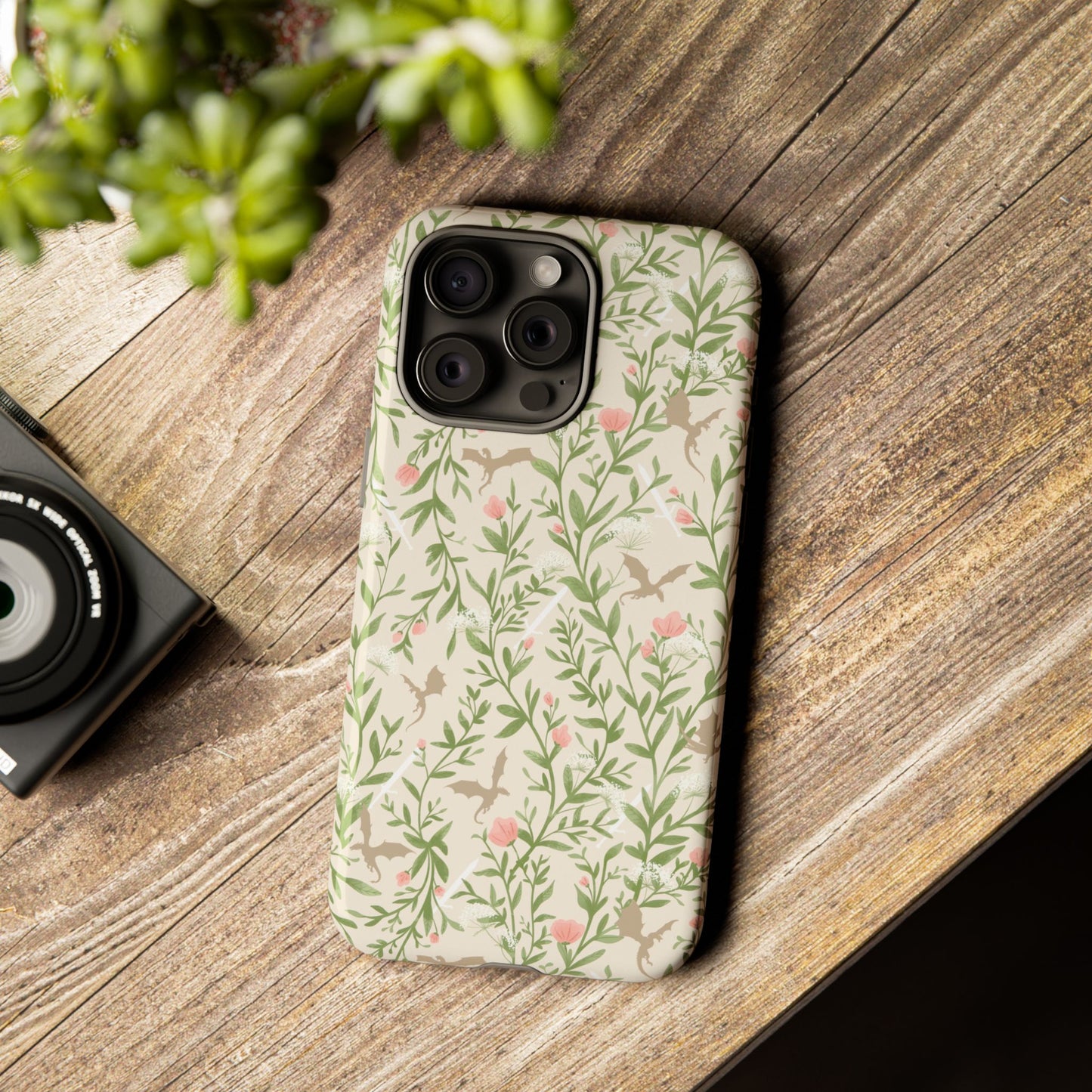 Fantasy Floral Dragons Tough Cases, Romantasy Reader Gift, Bookish Merch
