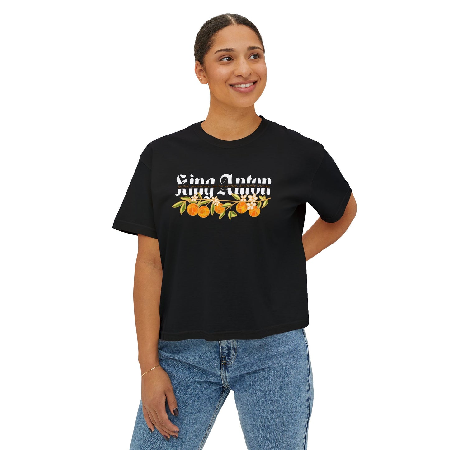 King Anton Boxy Crop Tee – Officially Licensed A Dance of Lies Romantasy Book Boyfriend Shirt | Fantasy Reader Bookish Gift
