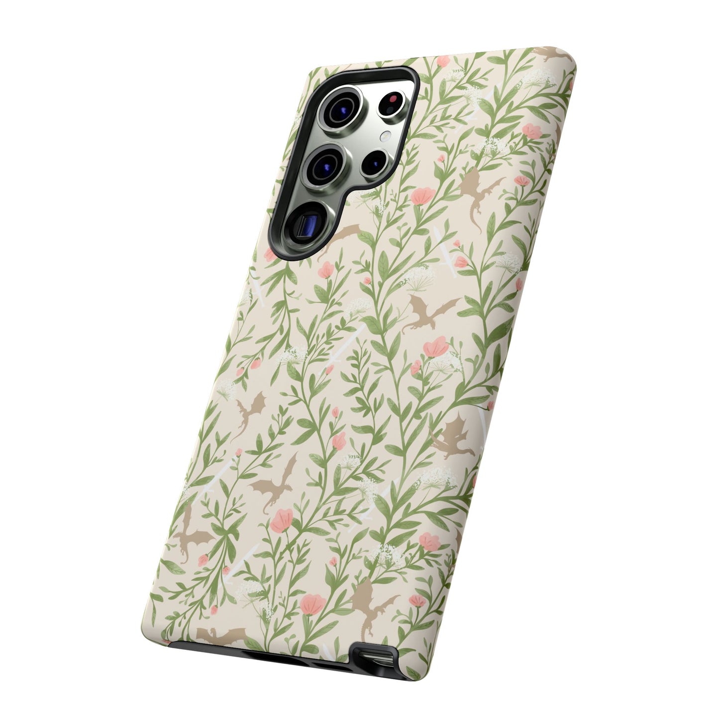 Fantasy Floral Dragons Tough Cases, Romantasy Reader Gift, Bookish Merch