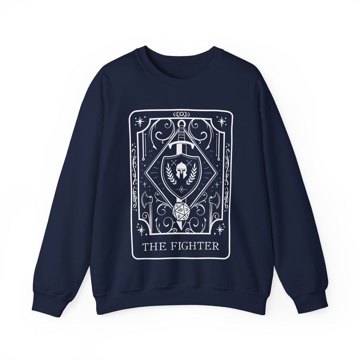 Fighter Tarot Card Gildan Sweatshirt Shirt | TTRPG Character Class Crewneck