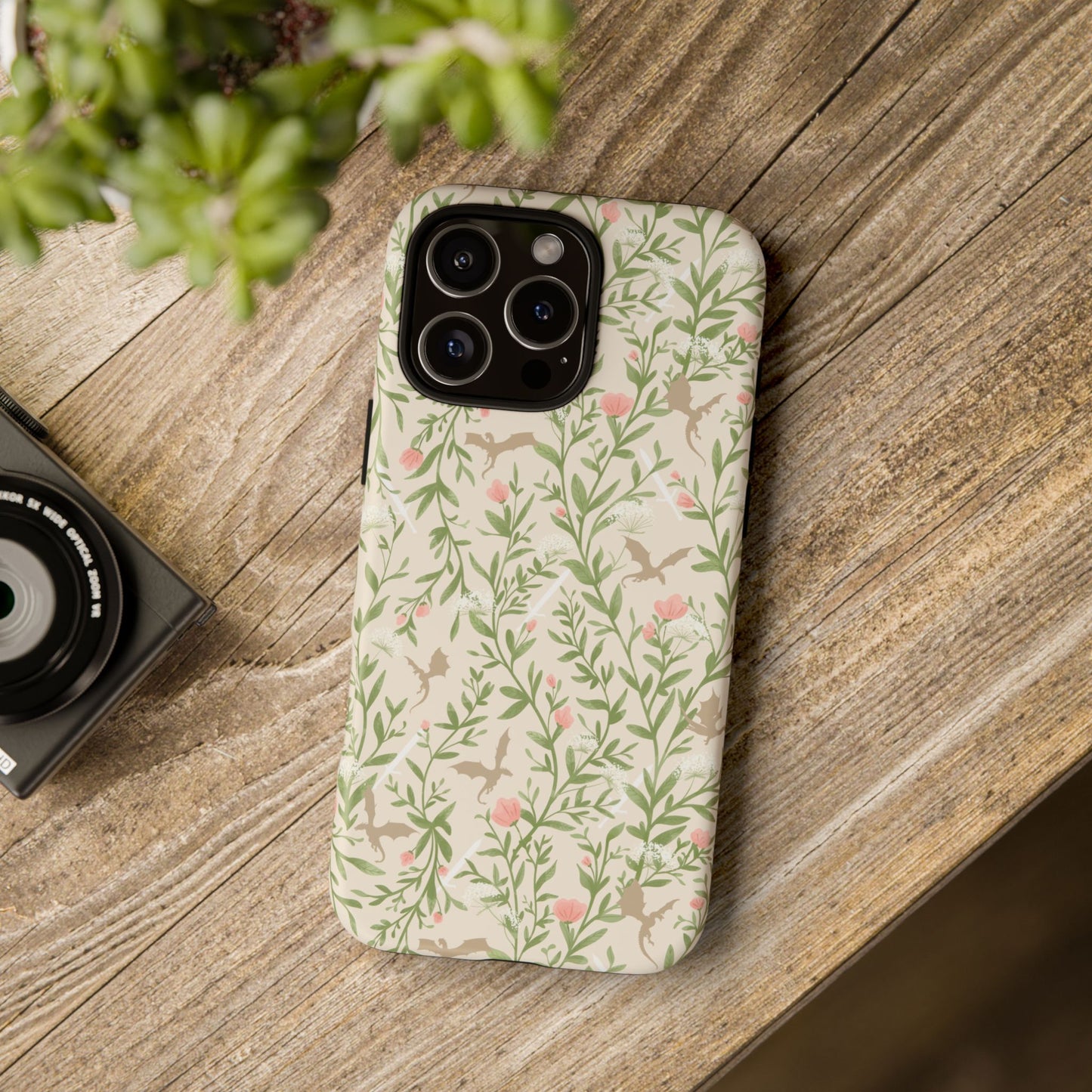Fantasy Floral Dragons Tough Cases, Romantasy Reader Gift, Bookish Merch