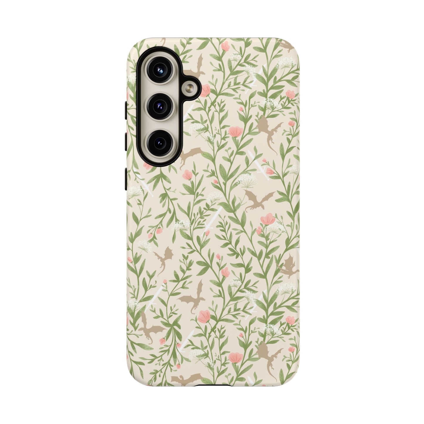 Fantasy Floral Dragons Tough Cases, Romantasy Reader Gift, Bookish Merch