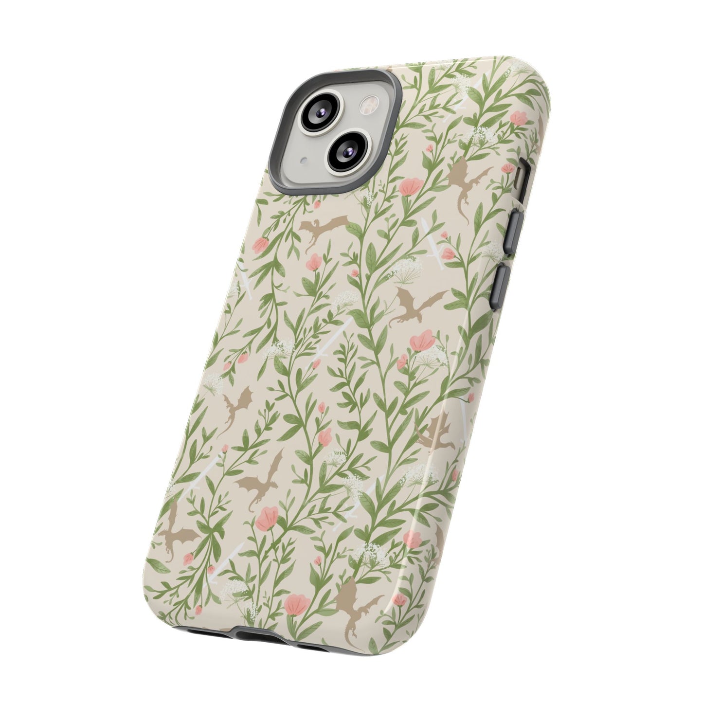 Fantasy Floral Dragons Tough Cases, Romantasy Reader Gift, Bookish Merch