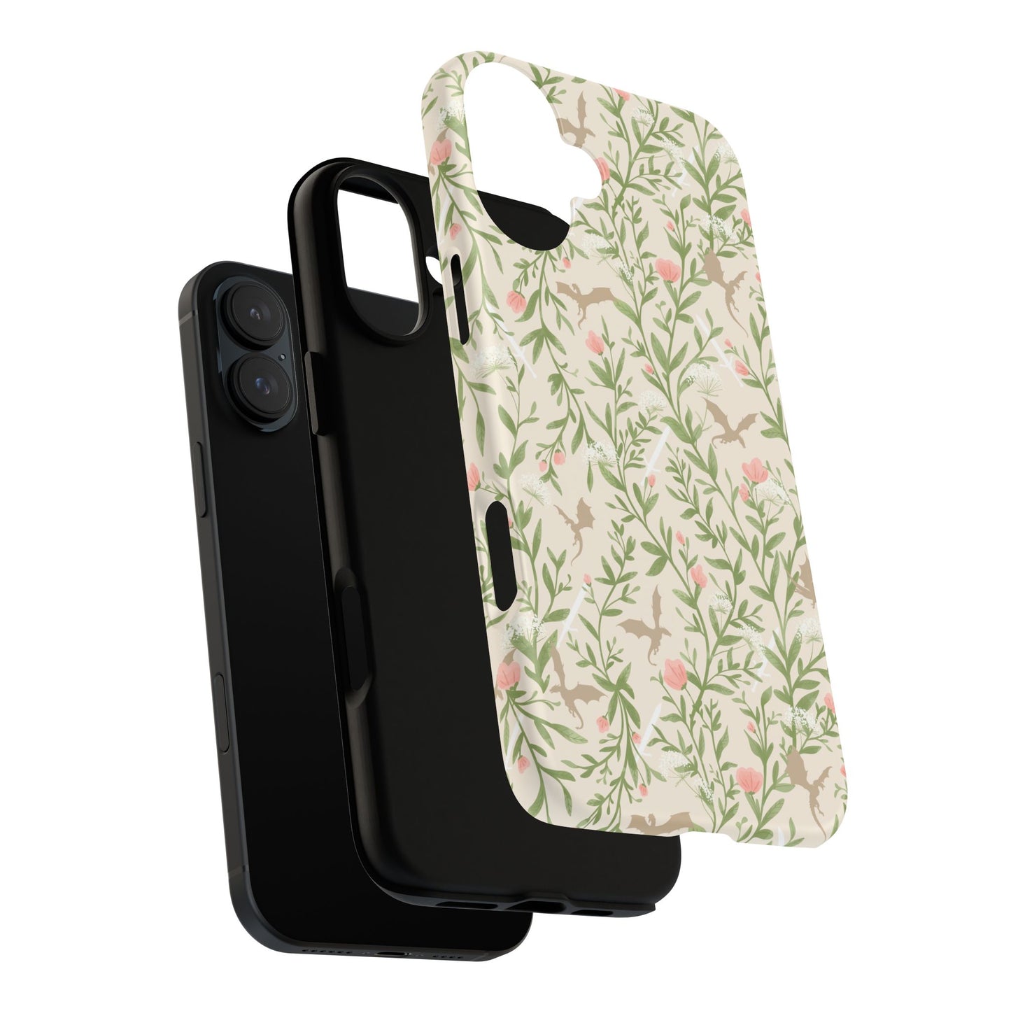 Fantasy Floral Dragons Tough Cases, Romantasy Reader Gift, Bookish Merch