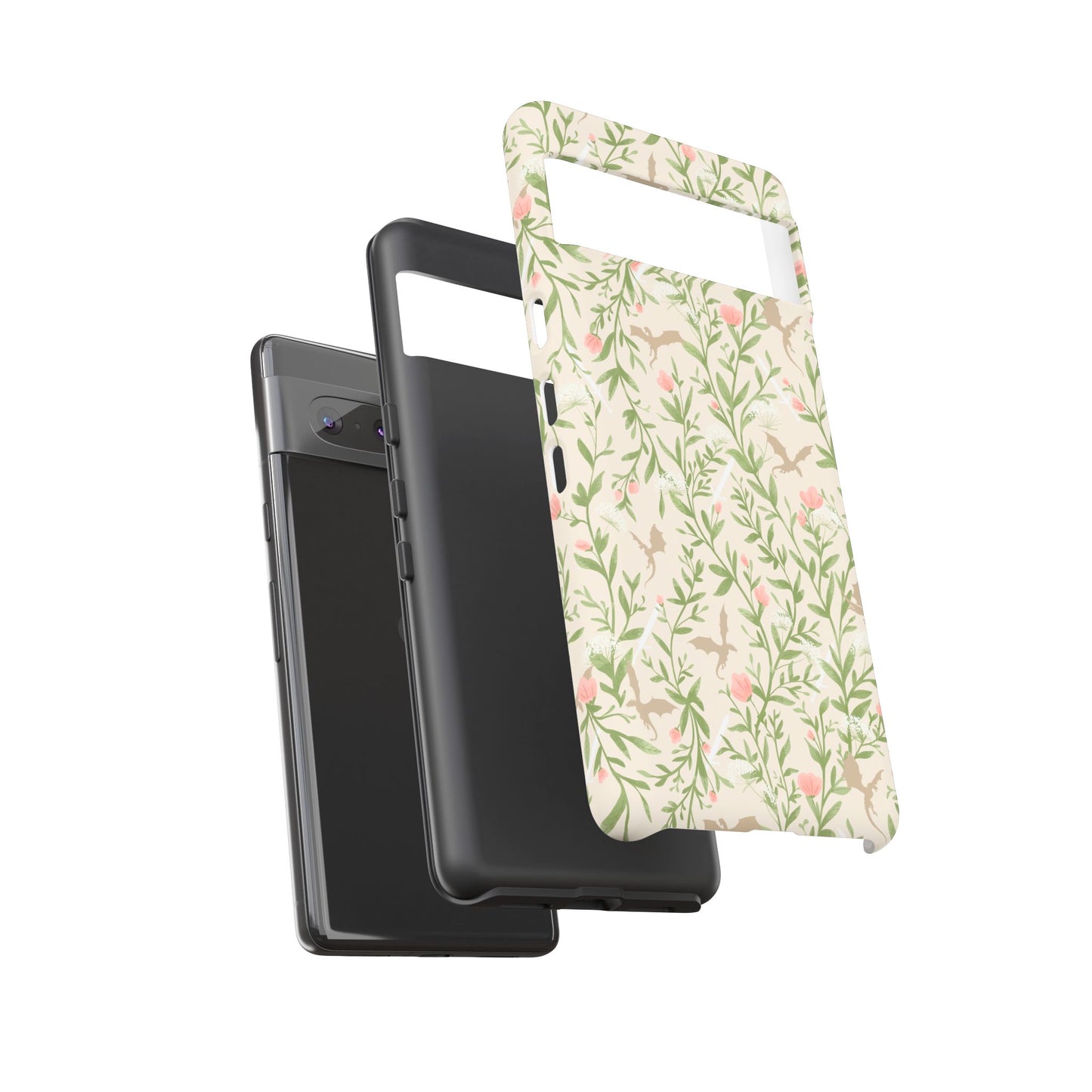 Fantasy Floral Dragons Tough Cases, Romantasy Reader Gift, Bookish Merch