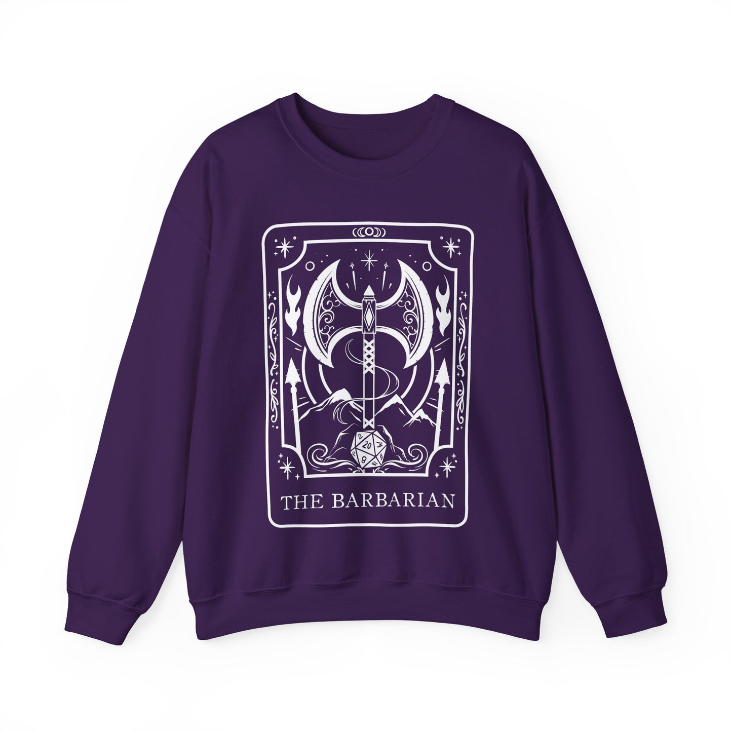 Barbarian Tarot Card Gildan Sweatshirt Shirt | TTRPG Character Class Crewneck