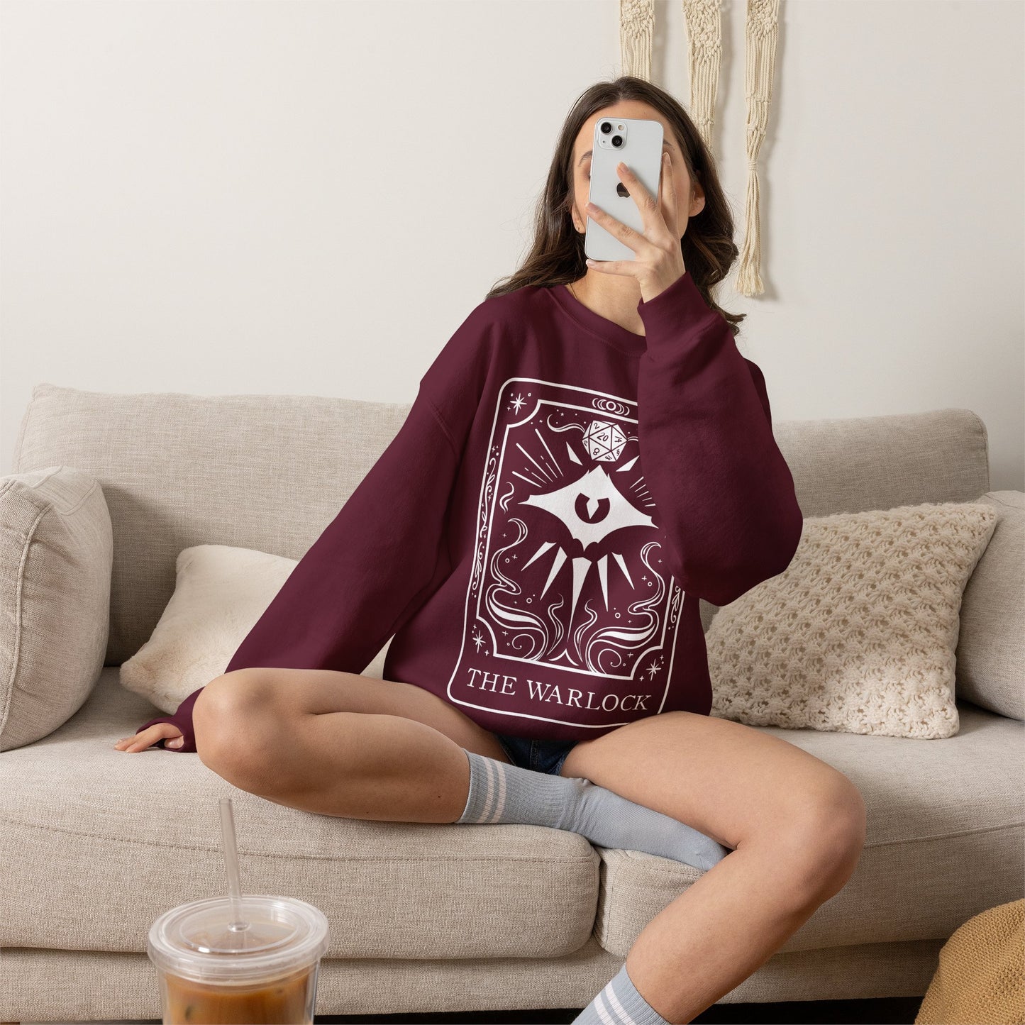 Warlock Tarot Card Gildan Sweatshirt Shirt | TTRPG Character Class Crewneck