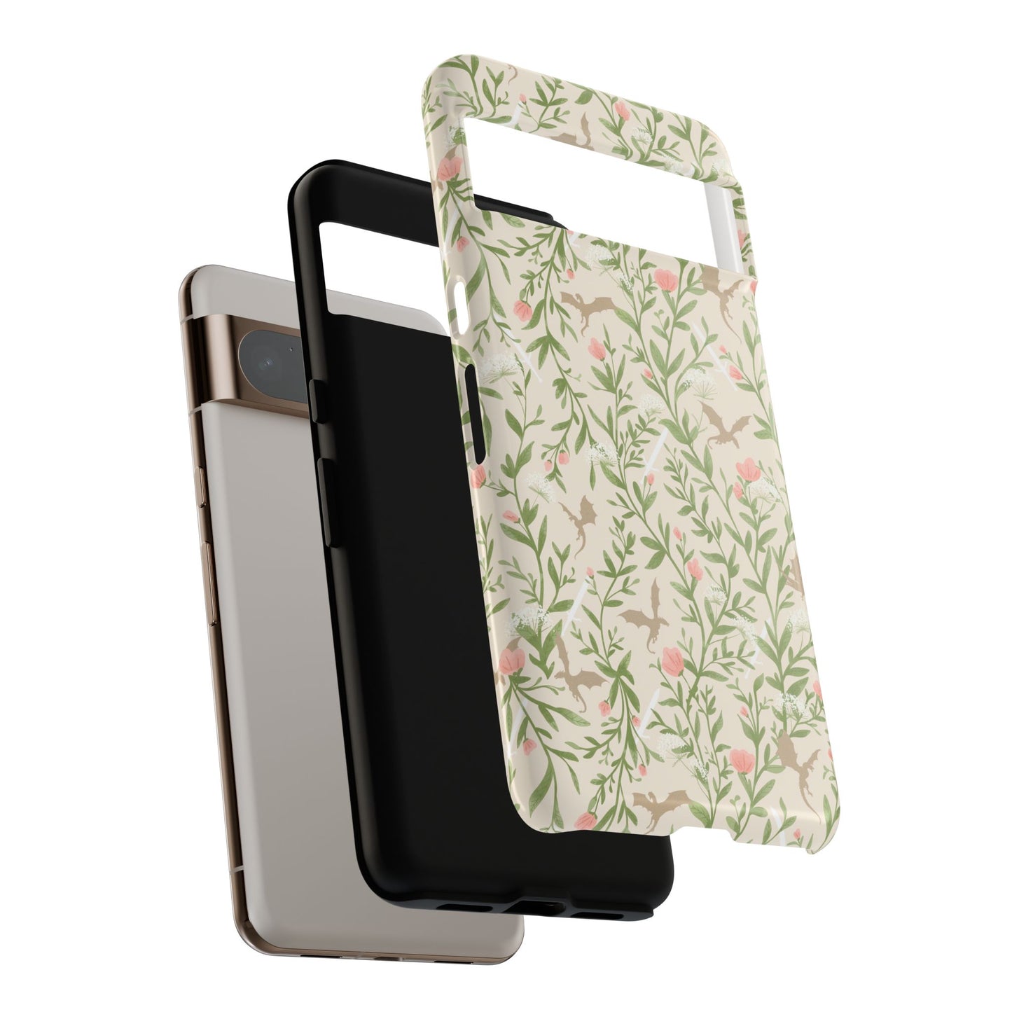 Fantasy Floral Dragons Tough Cases, Romantasy Reader Gift, Bookish Merch
