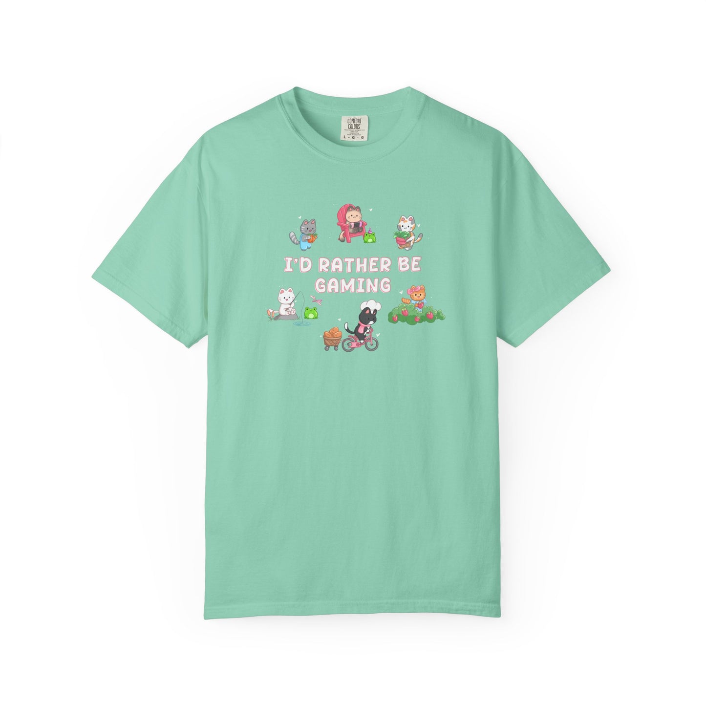 I’d Rather Be Gaming T-shirt - Cute Cat Lover Cozy Gamer Gift