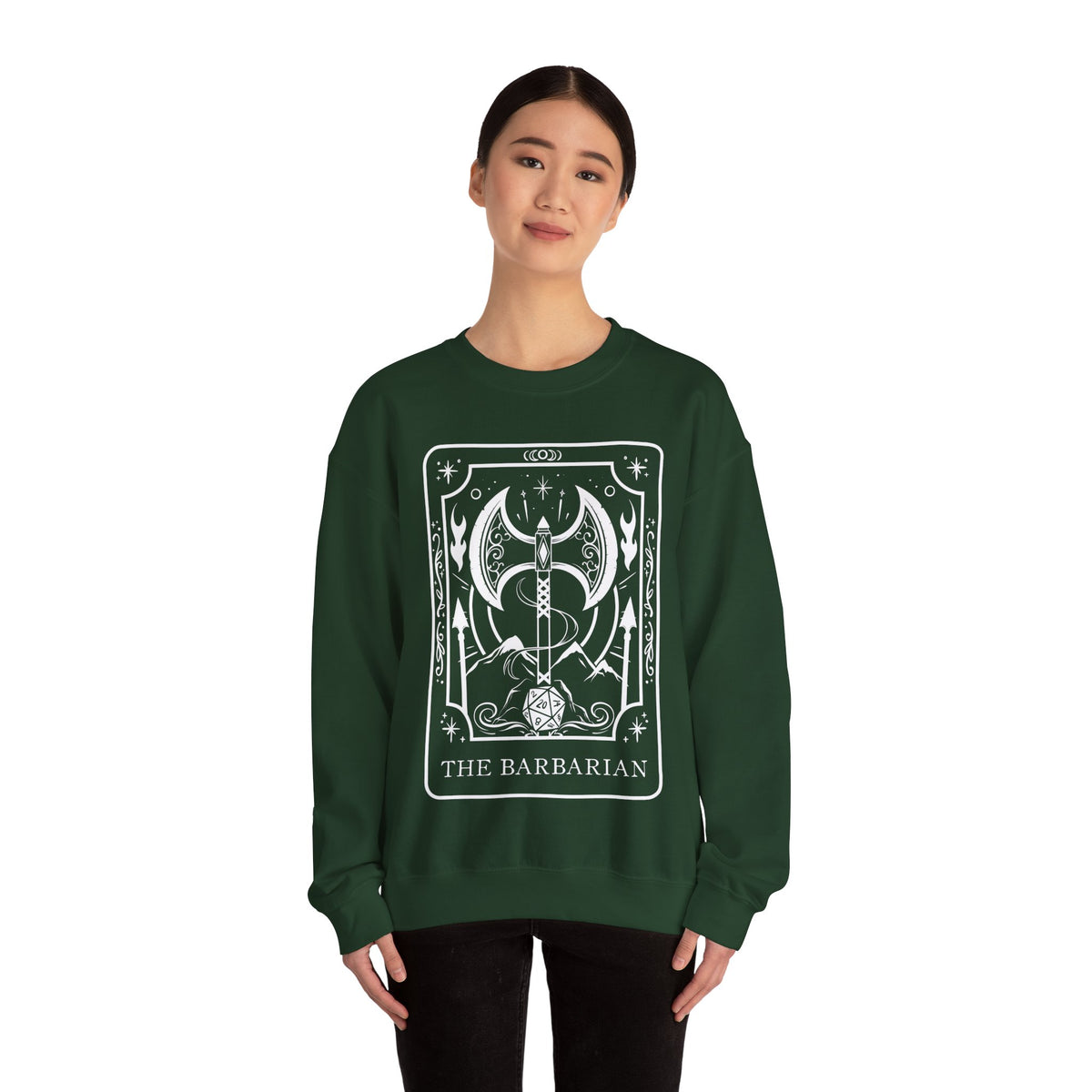 Barbarian Tarot Card Gildan Sweatshirt Shirt | TTRPG Character Class Crewneck