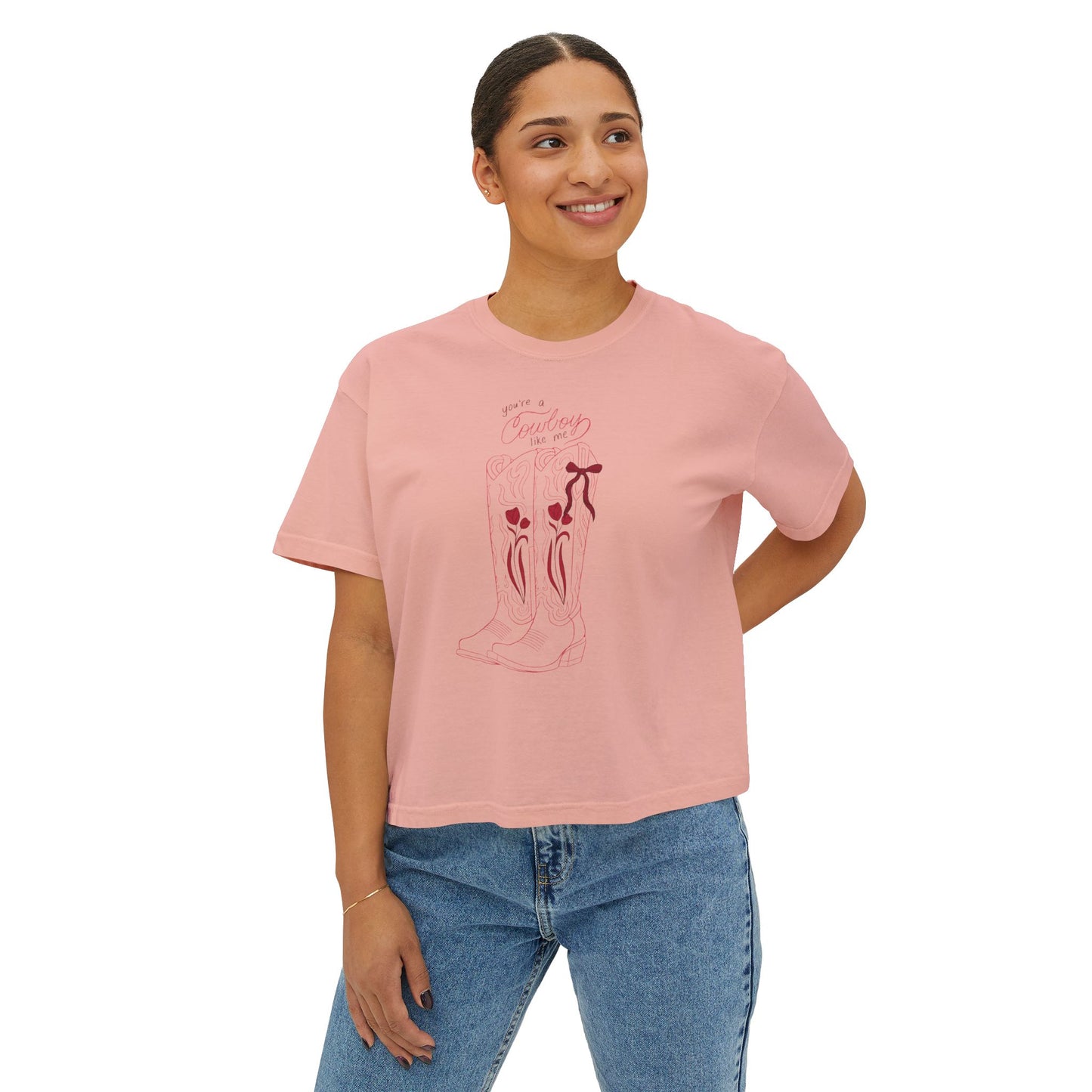 You’re a Cowboy Like Me Comfort Colors Boxy Crop Tee | Bookish Cowboy Romance Shirt