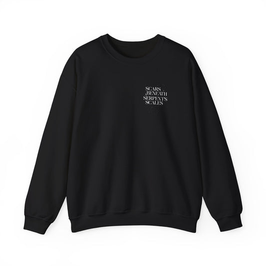 Tempt the Fates Scars Beneath a Serpent’s Scales Two-Sided Crewneck Sweatshirt | Officially Licensed Nicole Platania Book Merch
