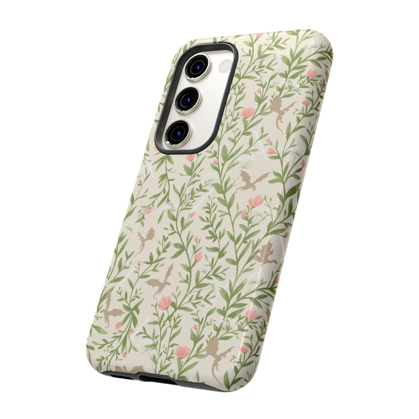 Fantasy Floral Dragons Tough Cases, Romantasy Reader Gift, Bookish Merch
