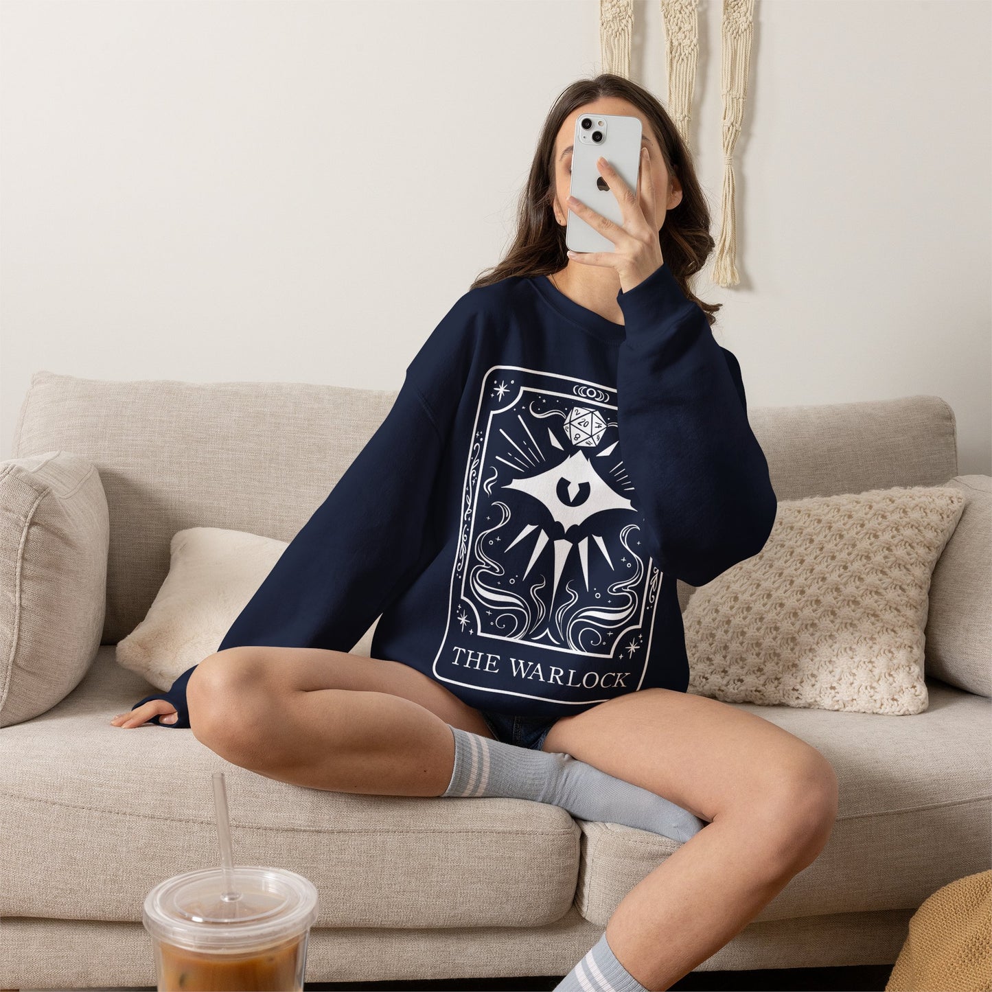 Warlock Tarot Card Gildan Sweatshirt Shirt | TTRPG Character Class Crewneck