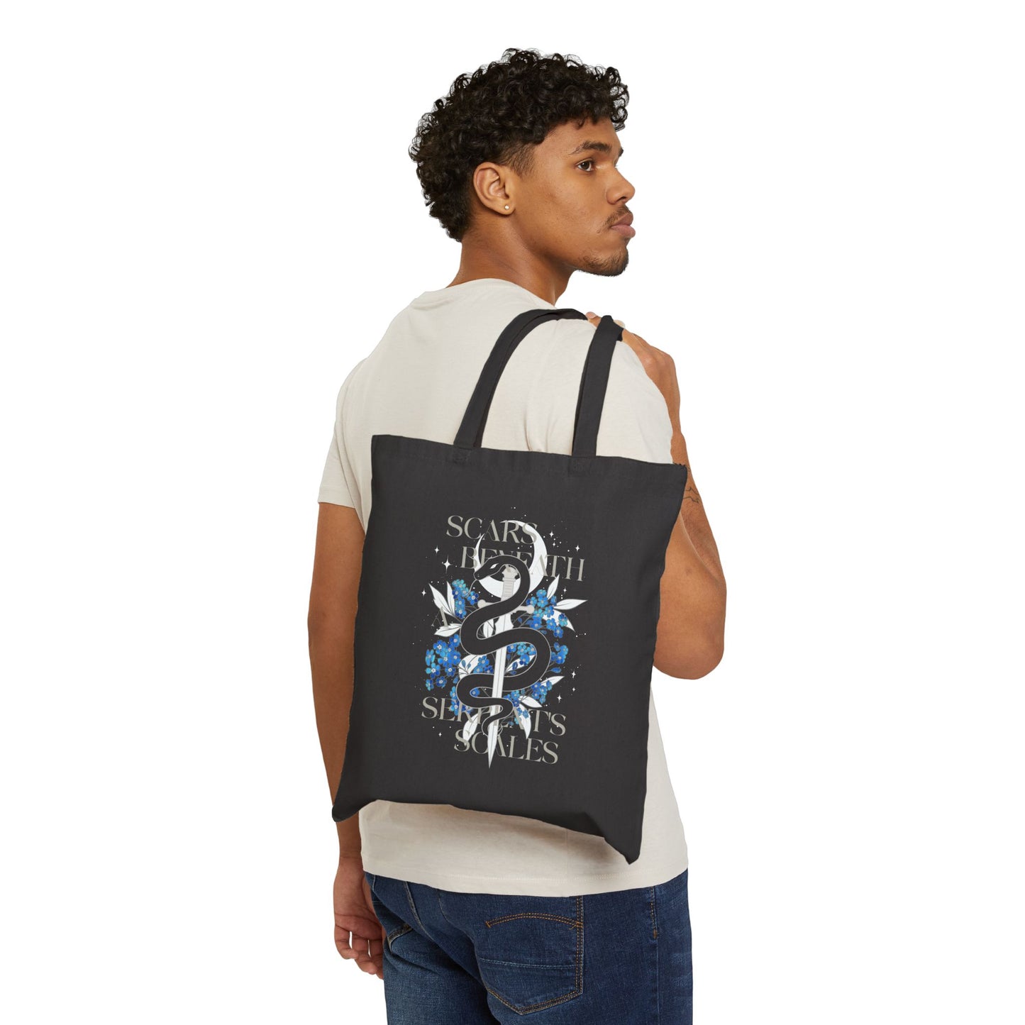 Scars Beneath a Serpent’s Scales Double-Sided Canvas Tote Bag | Goodnight Huntress, Goodnight Reckless Officially Licensed Nicole Platania Book Tote