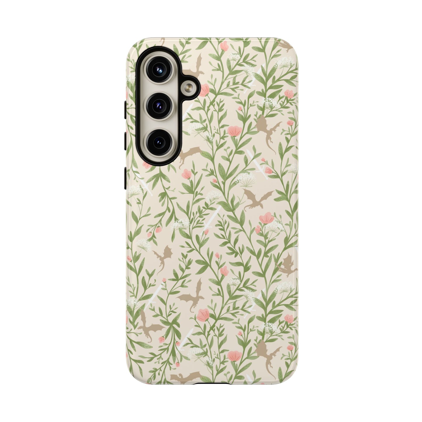Fantasy Floral Dragons Tough Cases, Romantasy Reader Gift, Bookish Merch