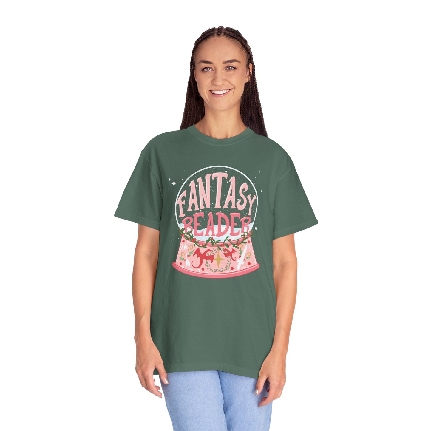 Fantasy Reader Snow Globe T-Shirt | Book Lover Graphic Tee | Gift for Fantasy Readers
