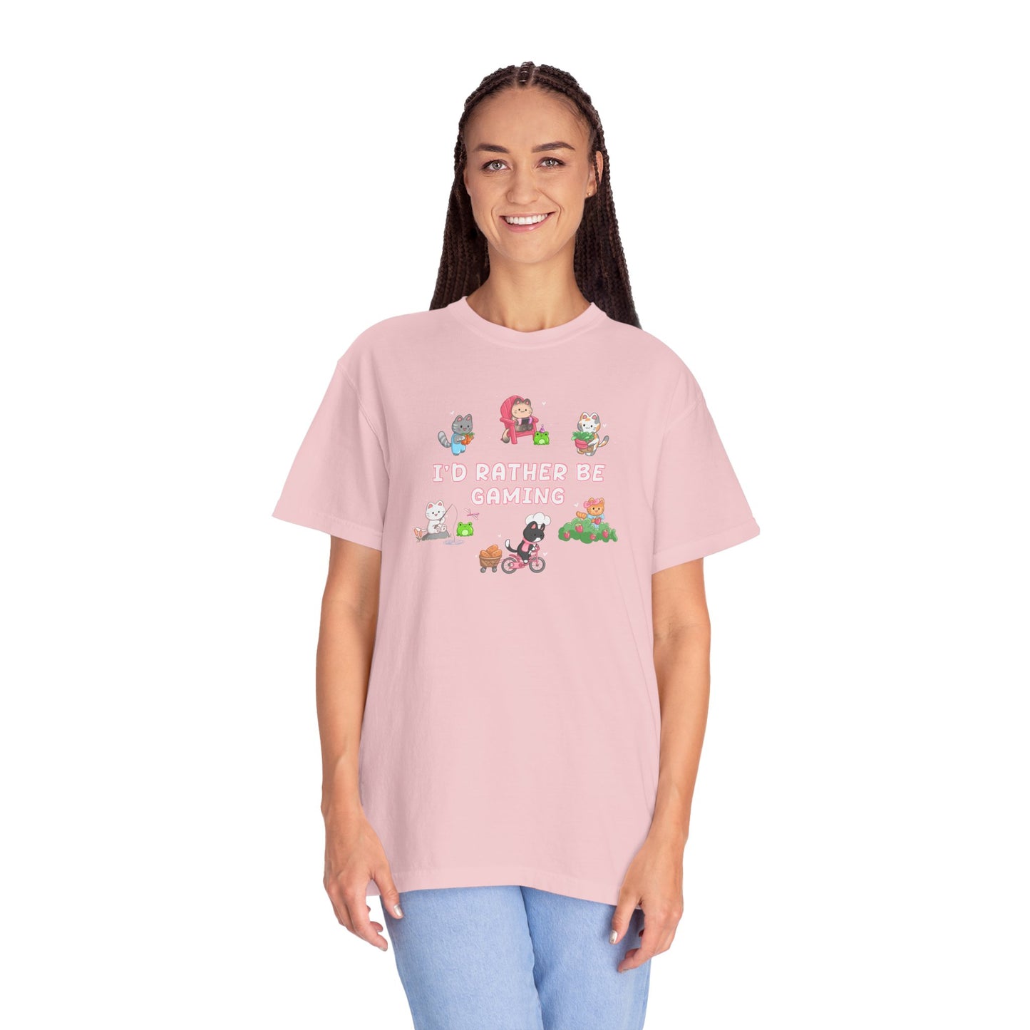 I’d Rather Be Gaming T-shirt - Cute Cat Lover Cozy Gamer Gift