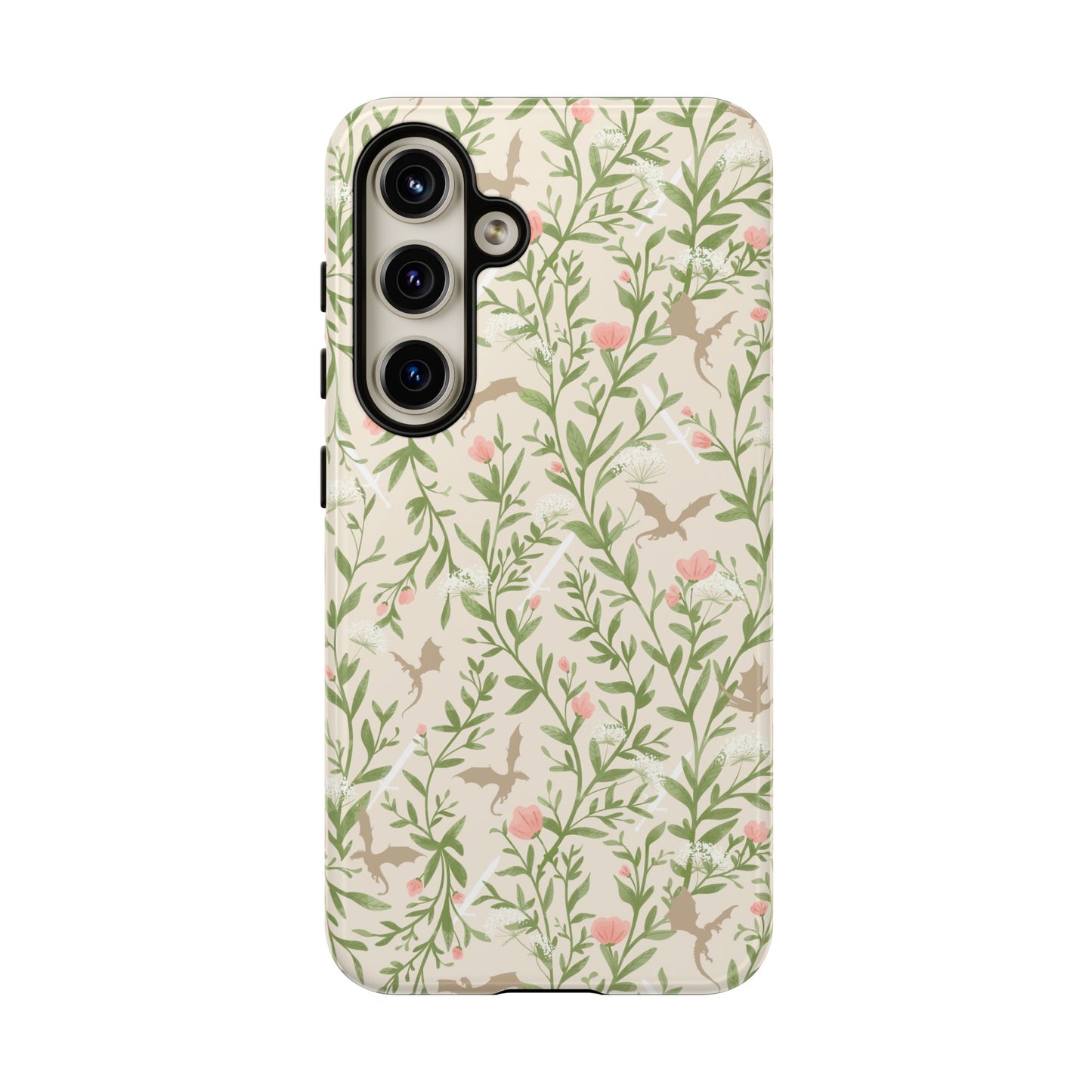Fantasy Floral Dragons Tough Cases, Romantasy Reader Gift, Bookish Merch