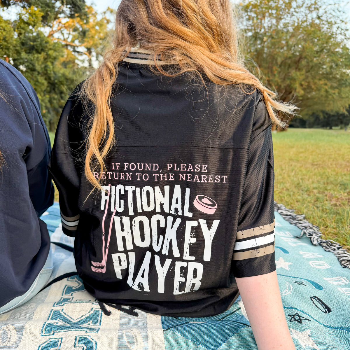Hockey Romance Reader Boxy Striped Jersey | Fictional Hockey Player Book Boyfriend