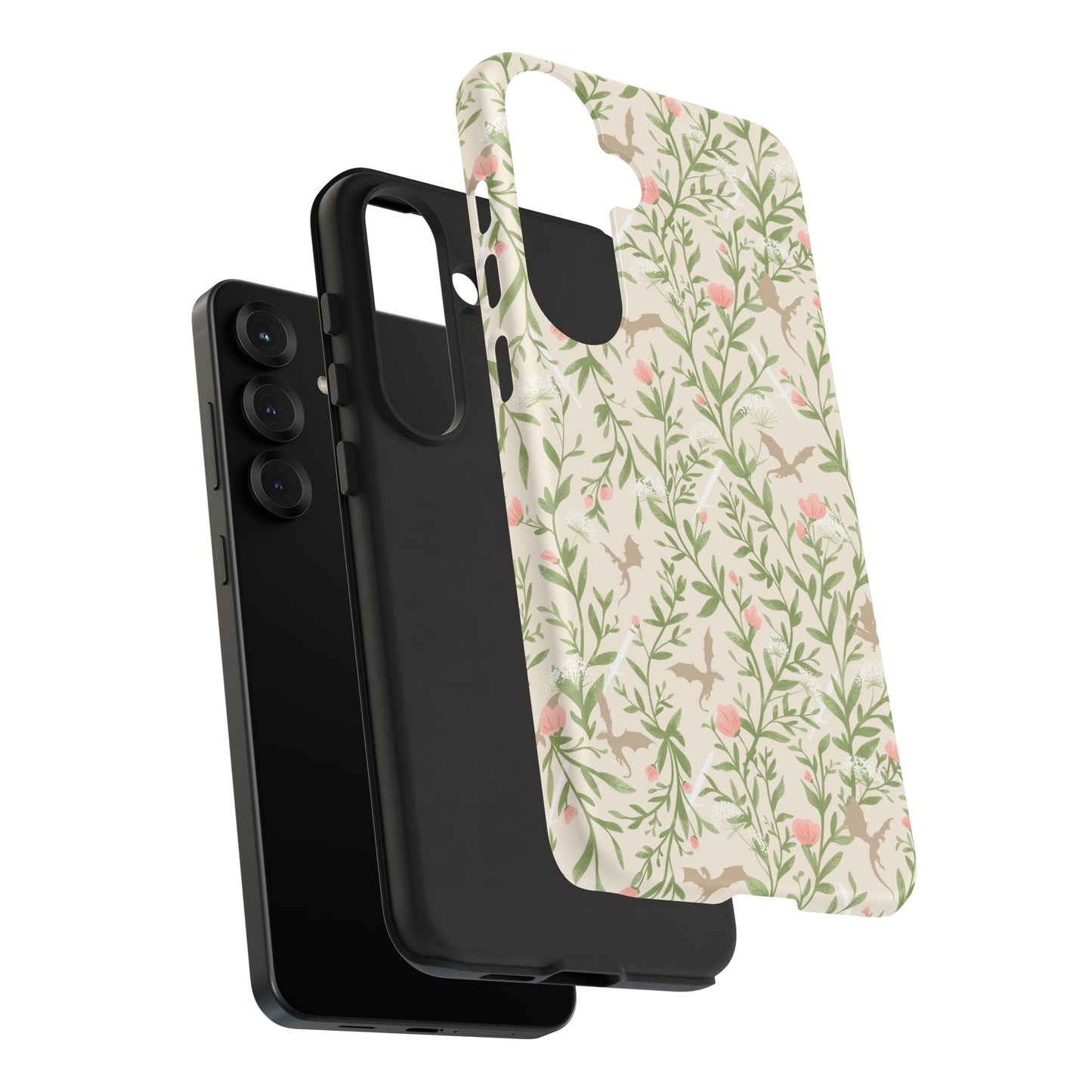 Fantasy Floral Dragons Tough Cases, Romantasy Reader Gift, Bookish Merch