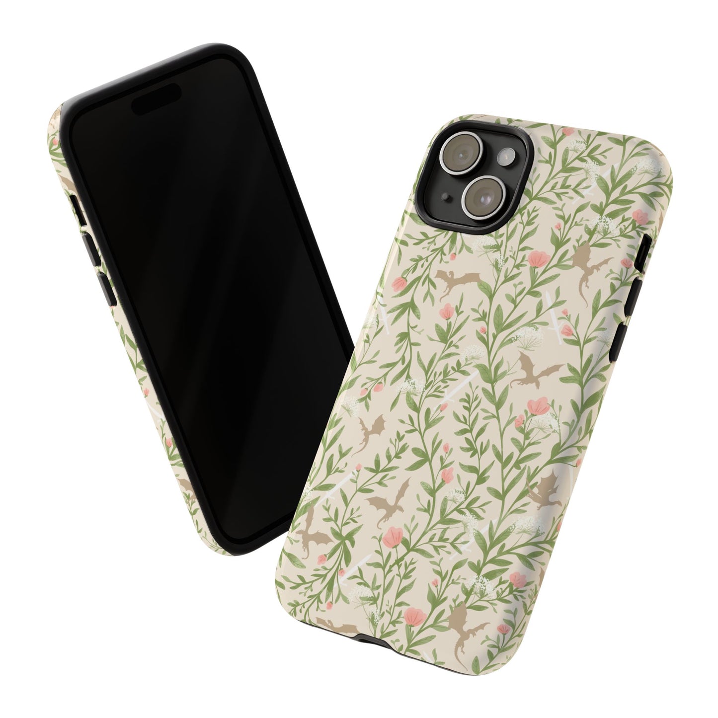 Fantasy Floral Dragons Tough Cases, Romantasy Reader Gift, Bookish Merch