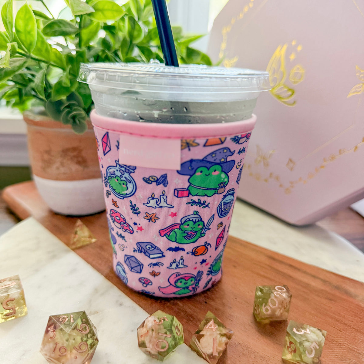 TTRPG Frog Drink Sleeve