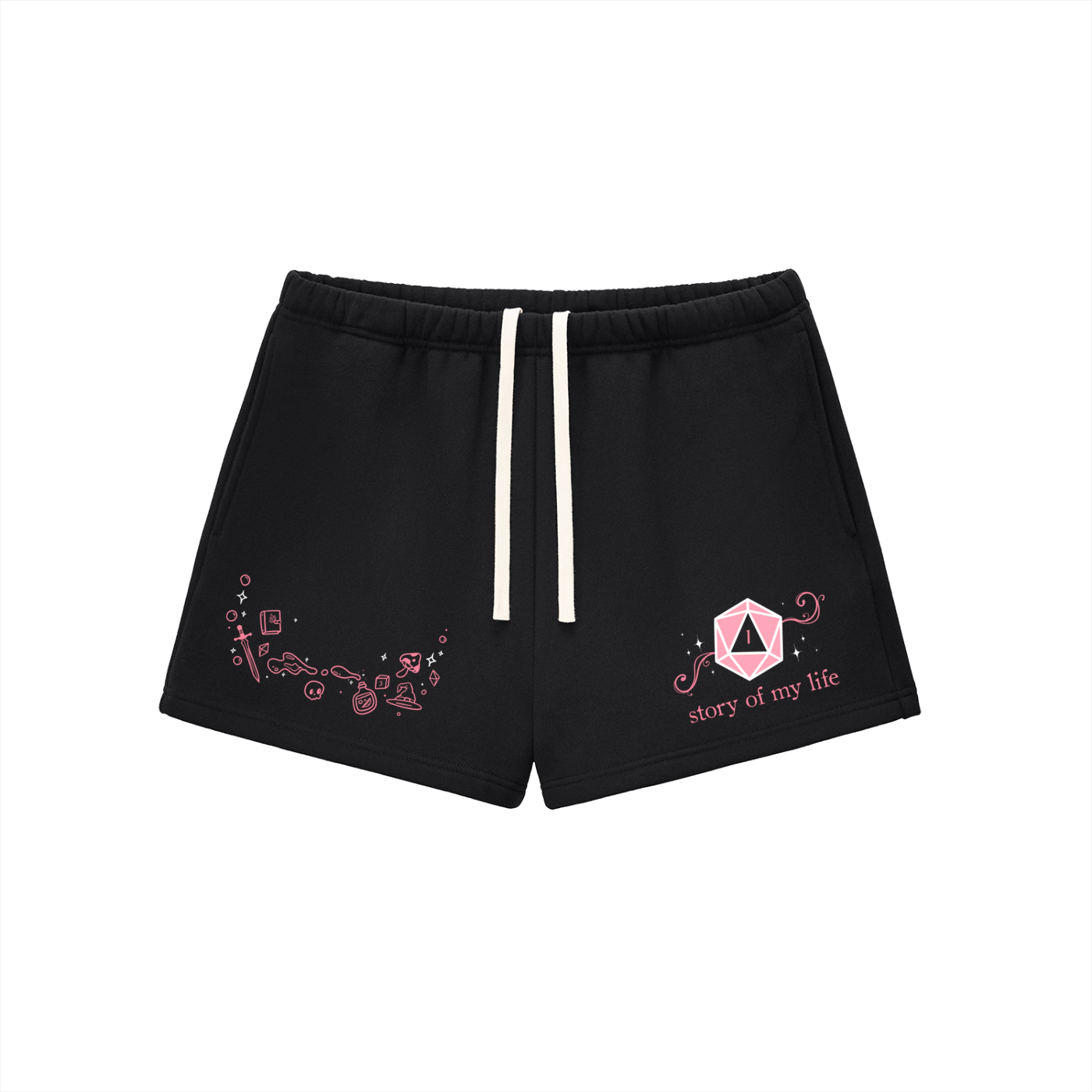 Story of My Life Natural 1 Women’s Fleece Lounge Shorts | Cute Fantasy Tabletop RPG Shorts | Gamer Girl Sweat Shorts