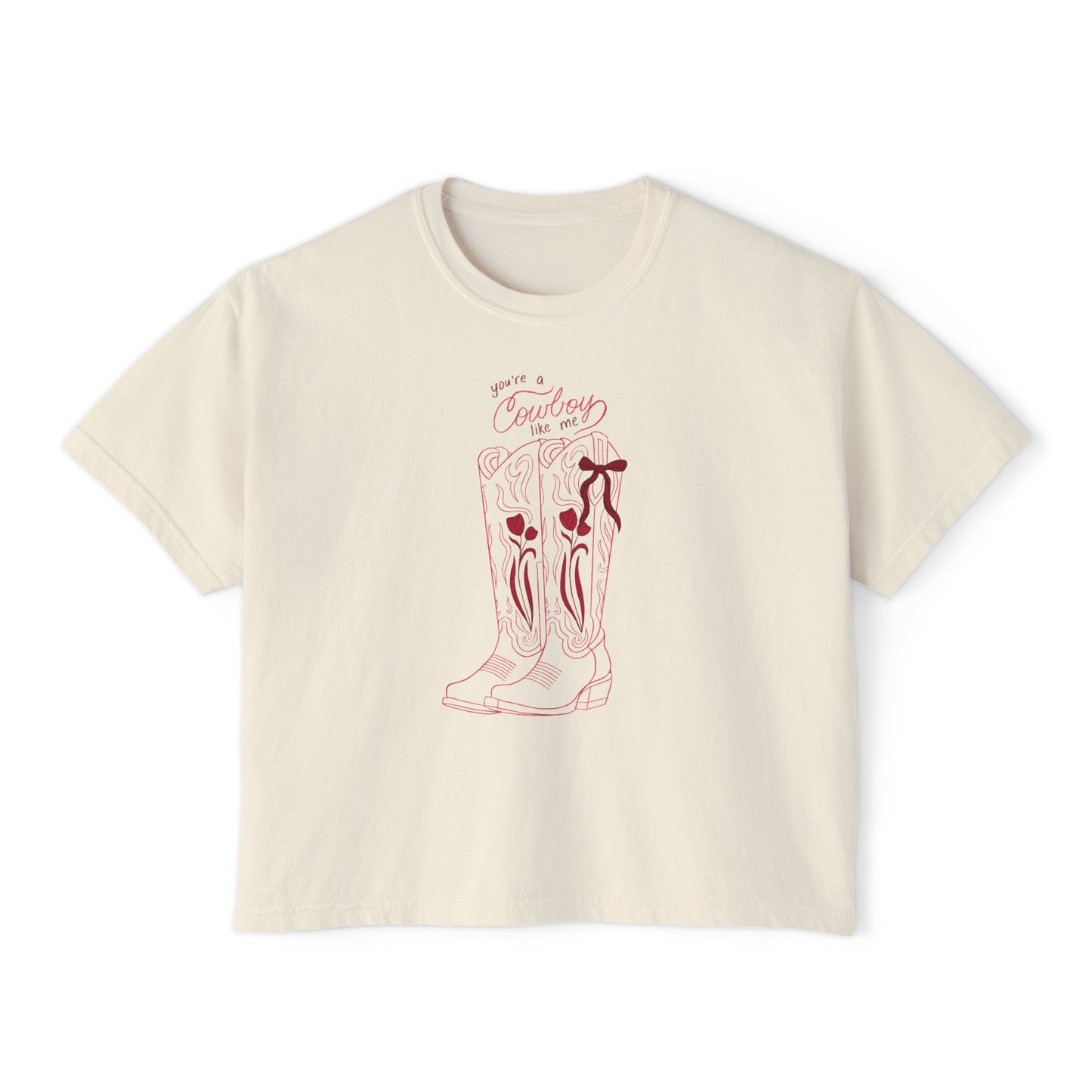 You’re a Cowboy Like Me Comfort Colors Boxy Crop Tee | Bookish Cowboy Romance Shirt