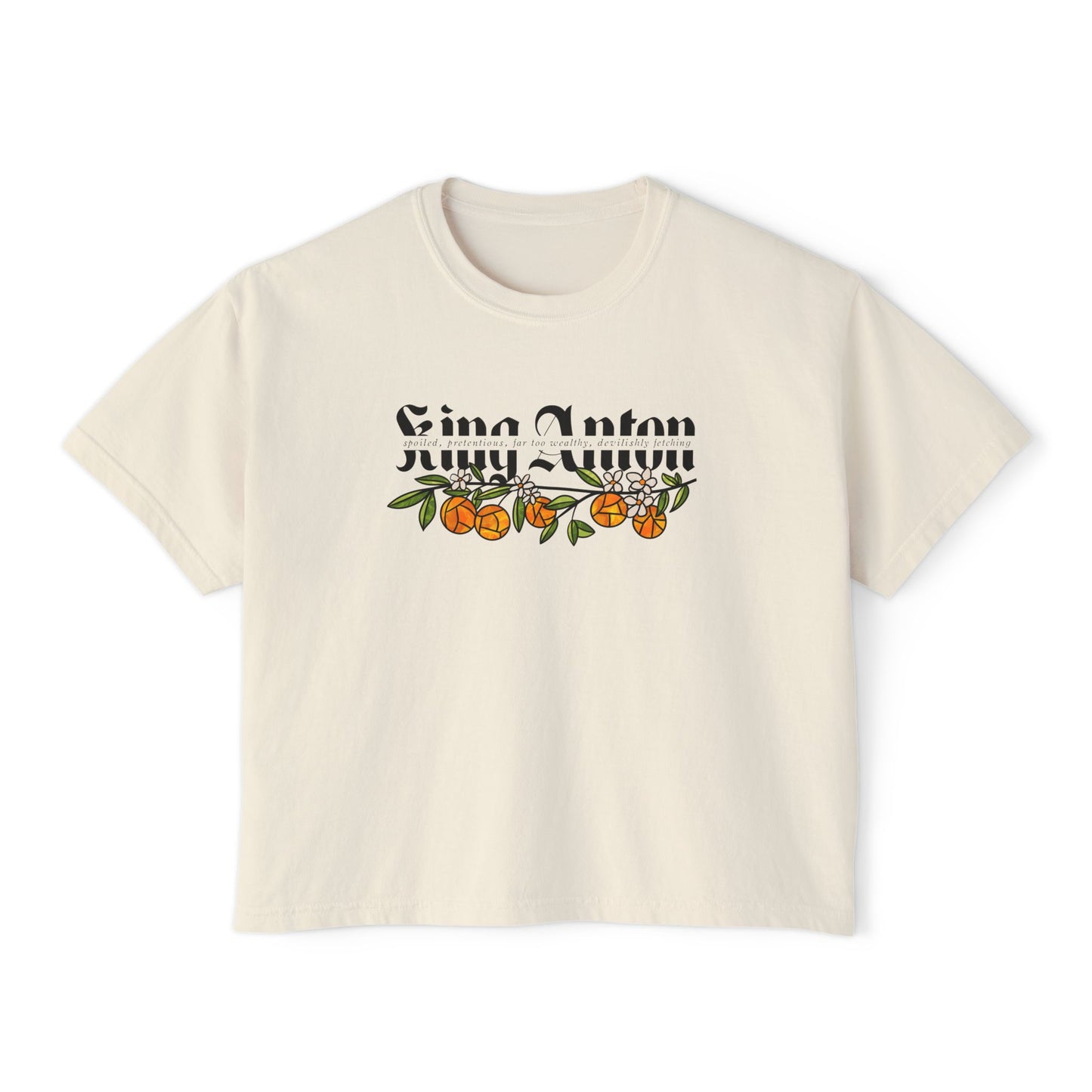 King Anton Boxy Crop Tee – Officially Licensed A Dance of Lies Romantasy Book Boyfriend Shirt | Fantasy Reader Bookish Gift