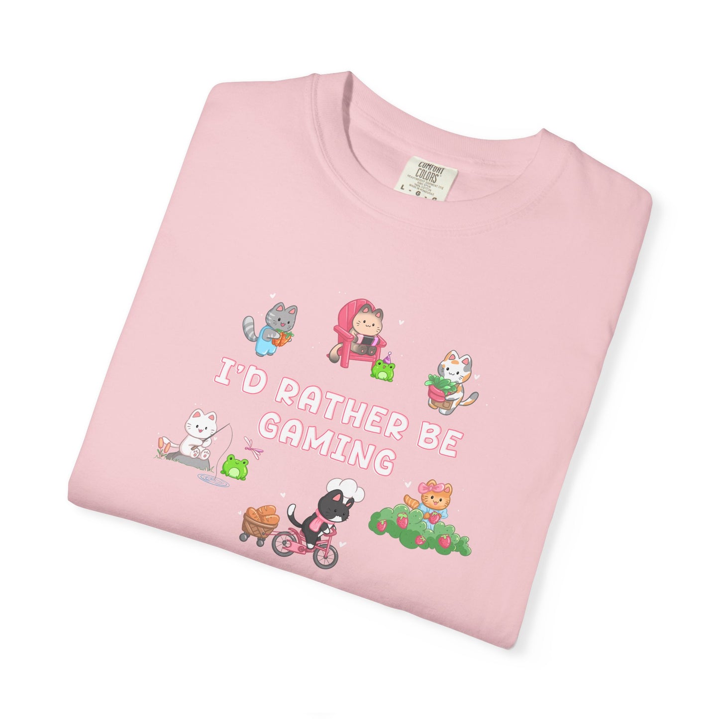 I’d Rather Be Gaming T-shirt - Cute Cat Lover Cozy Gamer Gift