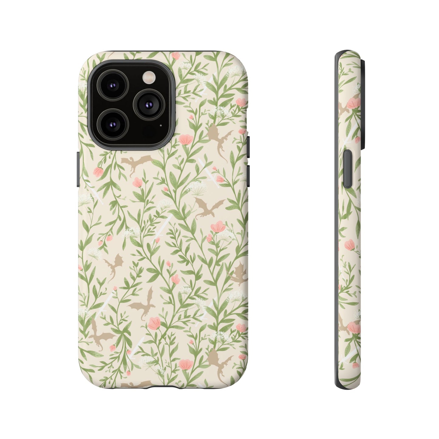 Fantasy Floral Dragons Tough Cases, Romantasy Reader Gift, Bookish Merch