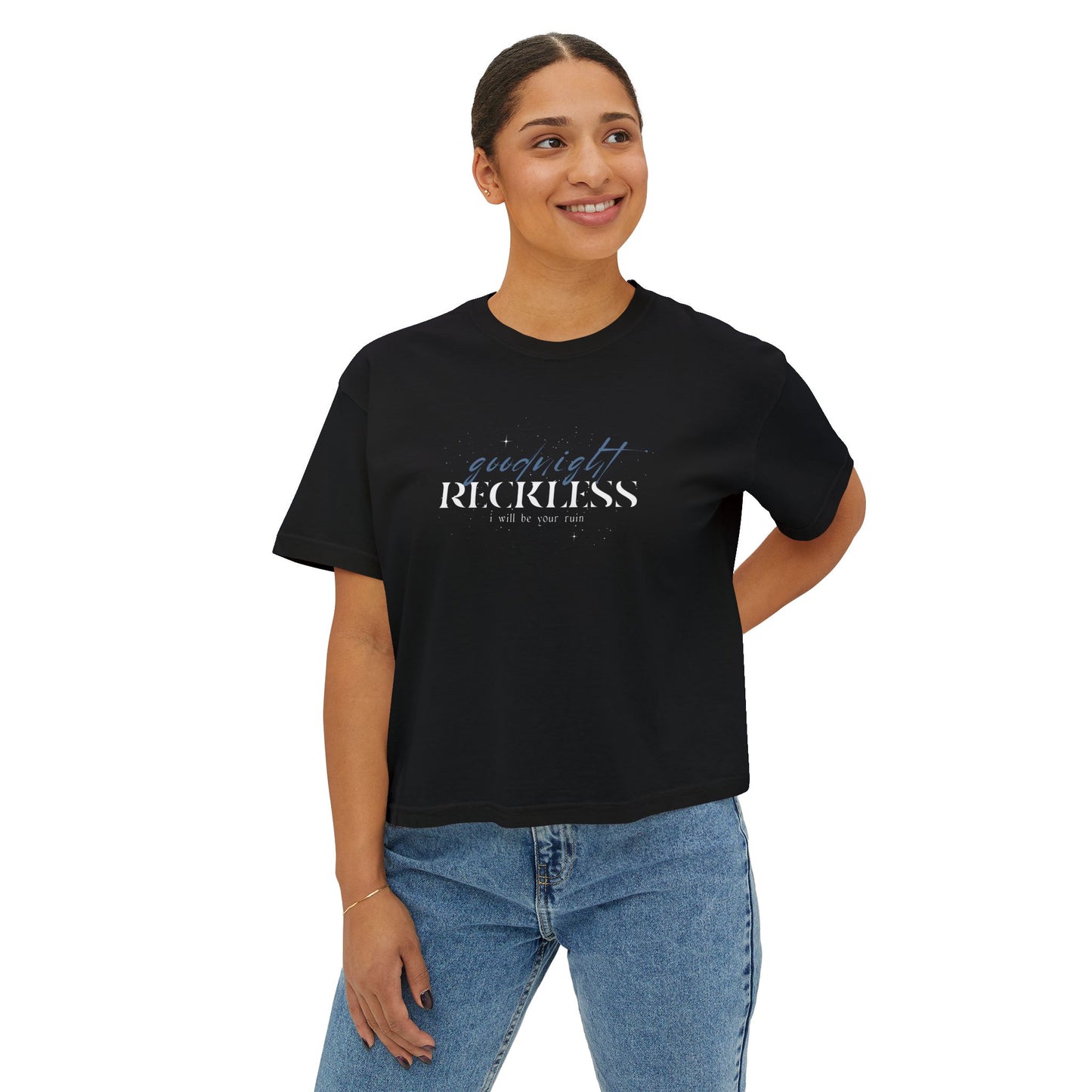 Goodnight Reckless Comfort Colors Boxy Crop Tee | Officially Licensed Scars Beneath A Serpent’s Scales Nicole Platania Romantasy Shirt