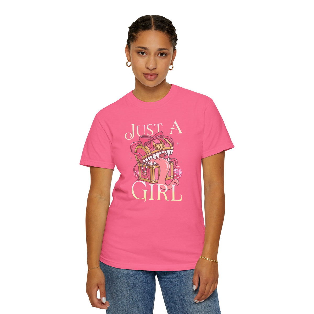 Just A Girl TTRPG Mimic T-shirt | Girlypop Cute Dnd Gift