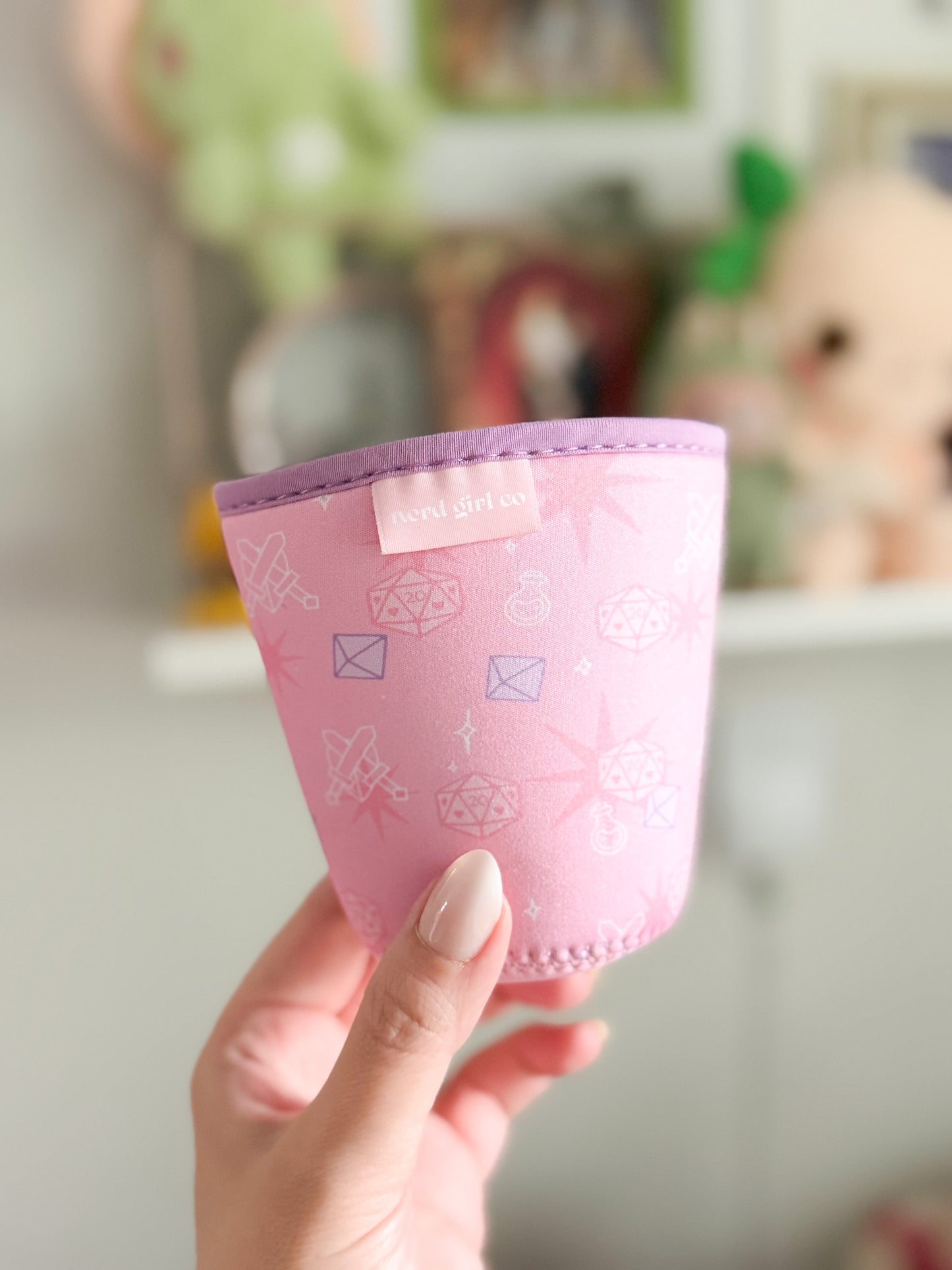 Pink TTRPG Dice Drink Sleeve