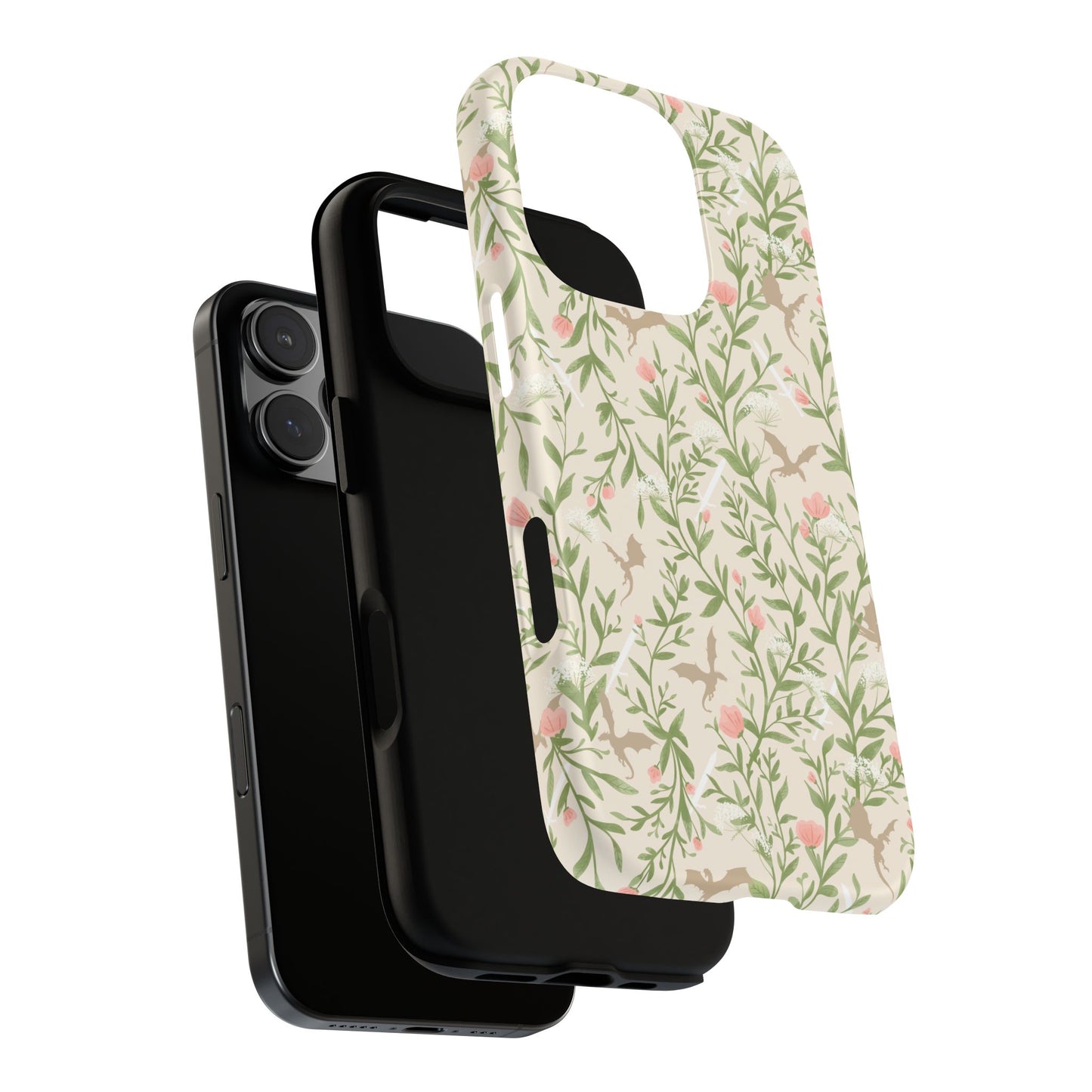 Fantasy Floral Dragons Tough Cases, Romantasy Reader Gift, Bookish Merch