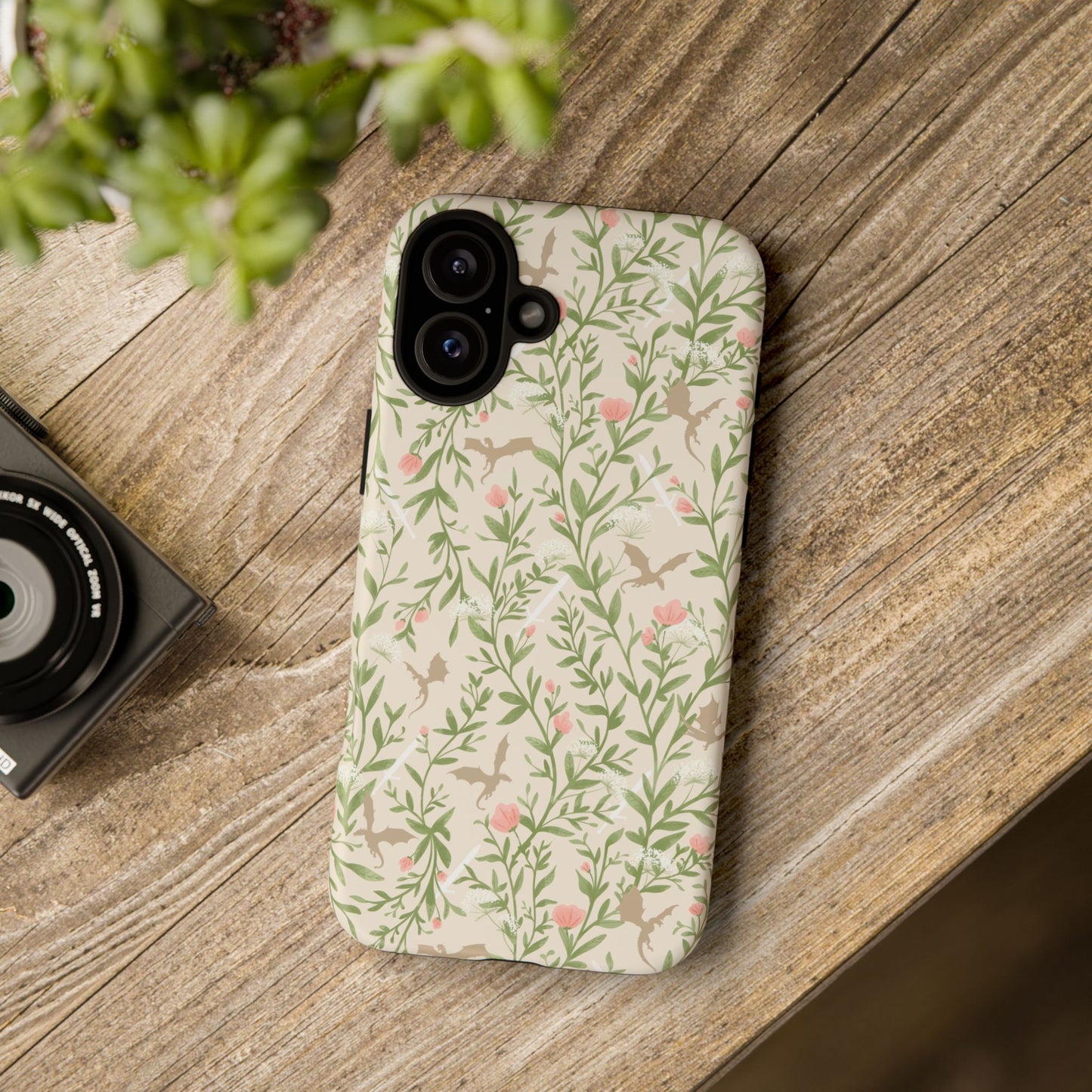 Fantasy Floral Dragons Tough Cases, Romantasy Reader Gift, Bookish Merch