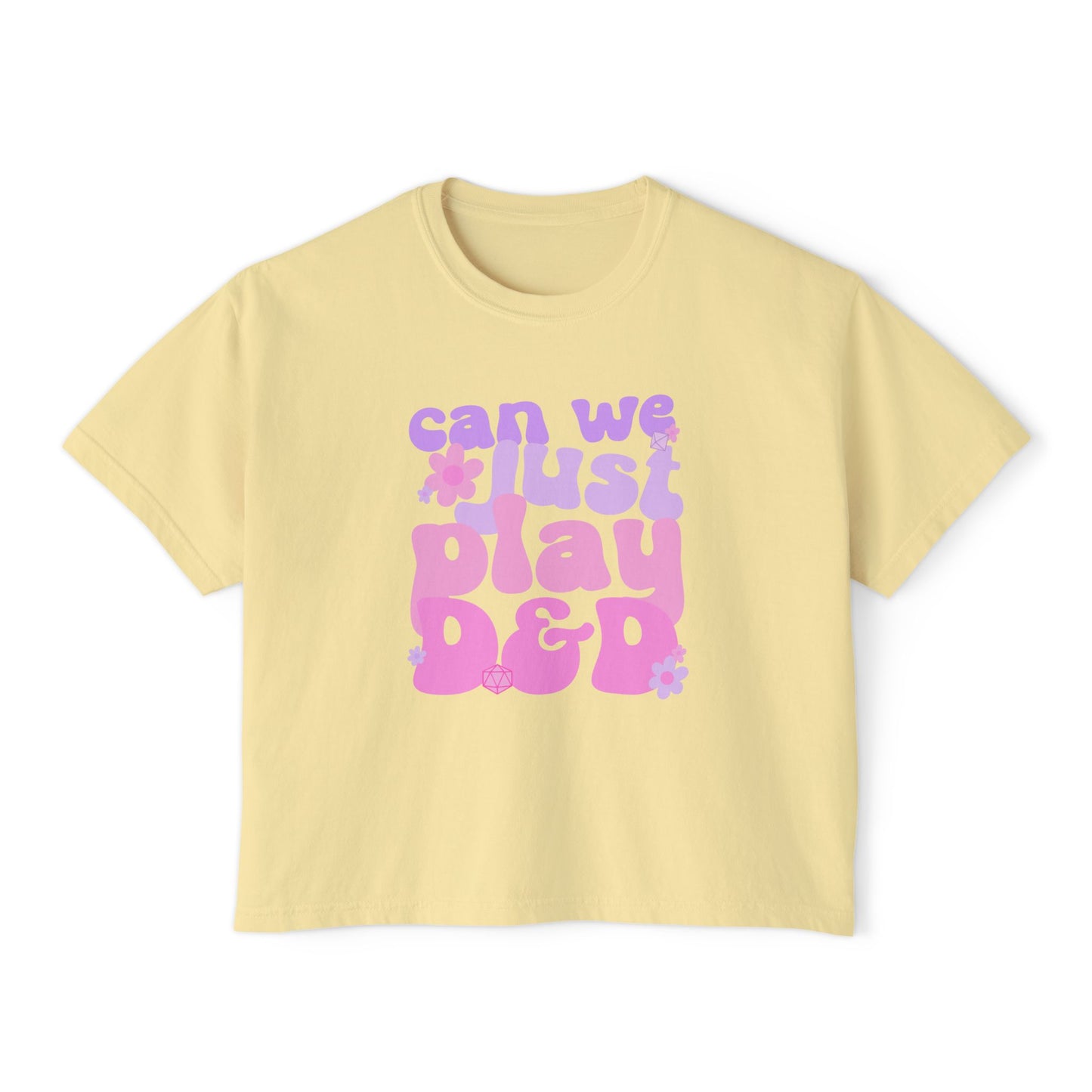 Can We Just Play TTRPG Boxy Crop Shirt, Tabletop Gamer Tee, Cute Dice Shirt, Fantasy Roleplaying Shirt, D20 Gamer Gift, Cozy Nerdy Graphic Tee
