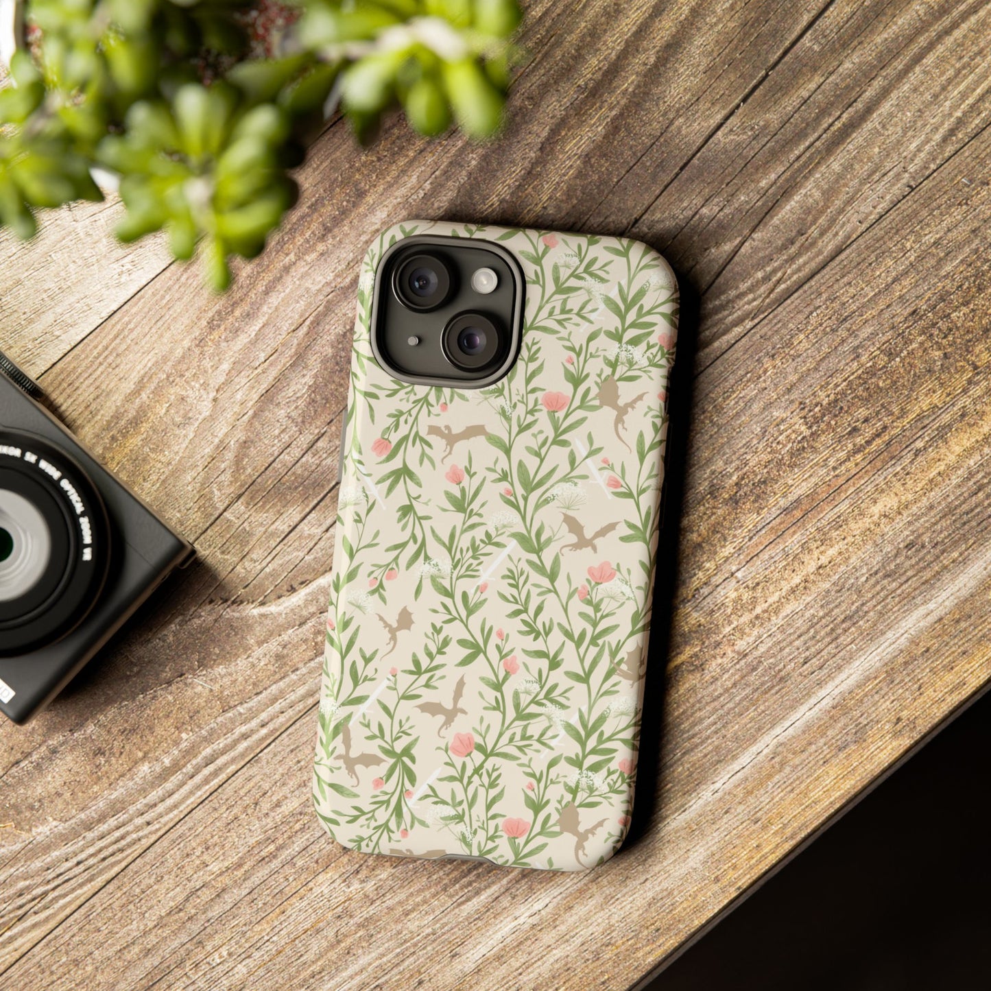 Fantasy Floral Dragons Tough Cases, Romantasy Reader Gift, Bookish Merch